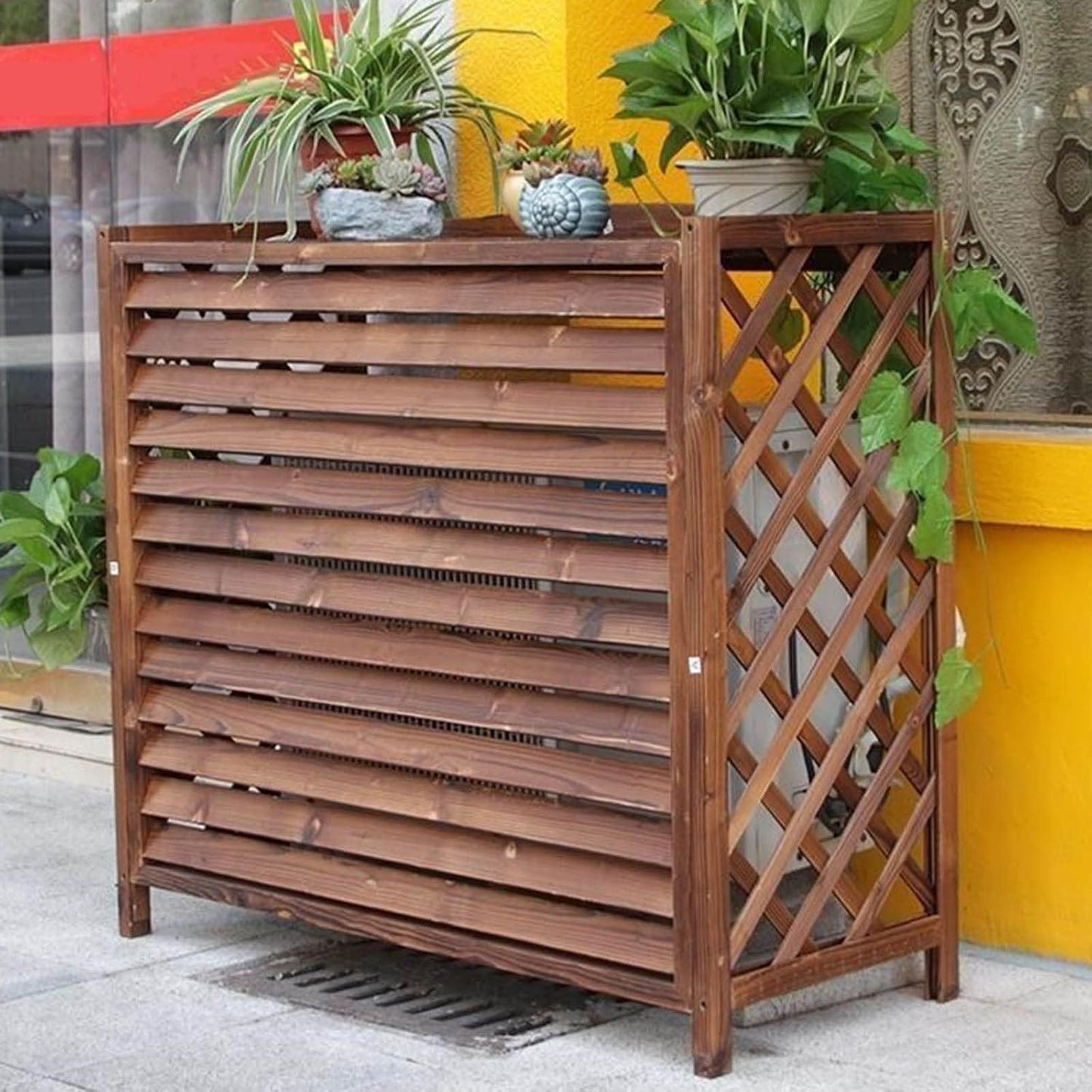 GENERIC Housse De Protection Pour Climatisation Extérieure - Brise-vue Pour Clôture - Support De Fleurs Caché - Séparateur D'espace - Filet De Protection Contre La Chaleur Pour Climatiseur De Fenêtre Et