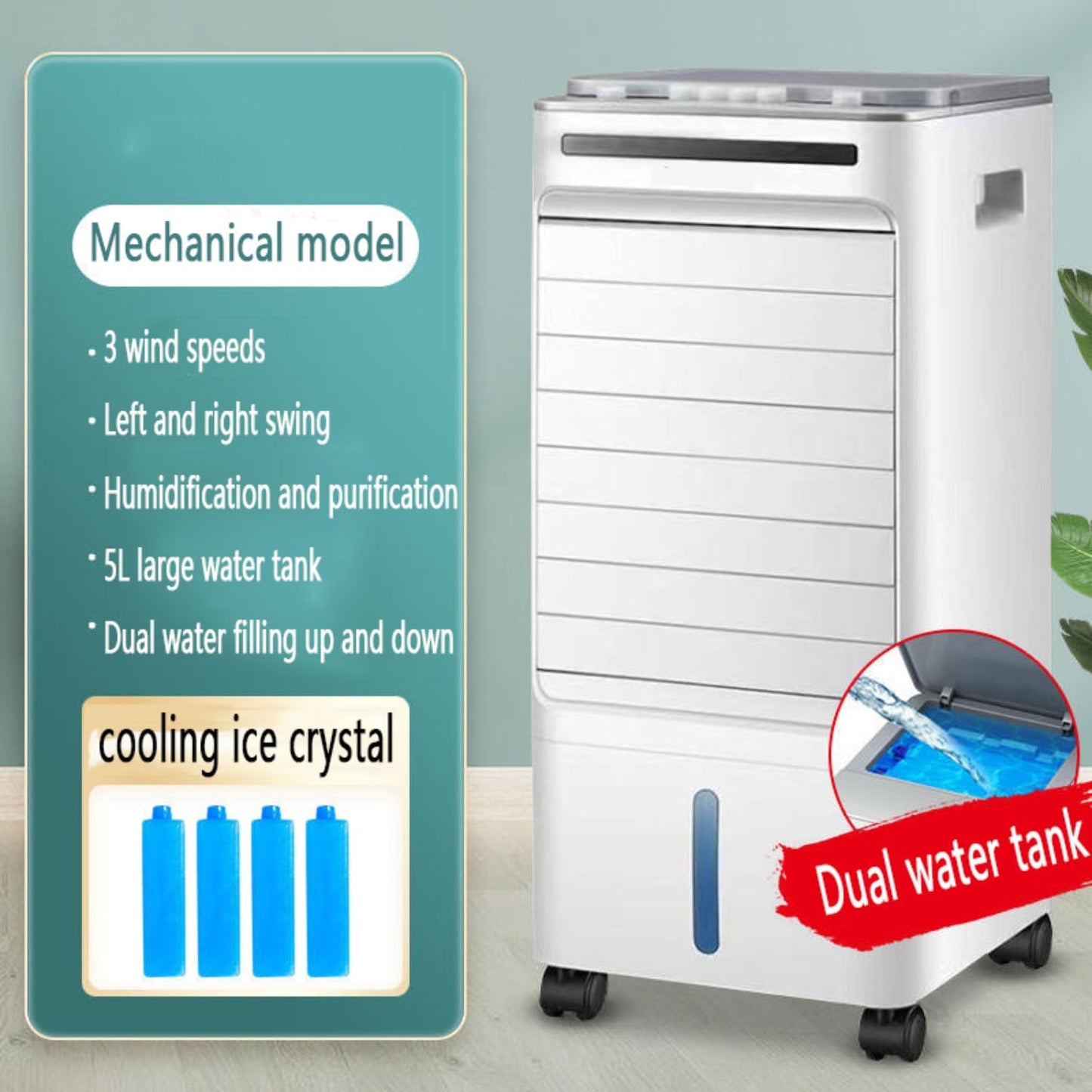 GENERIC Ventilateur De Refroidissement De Climatiseur Portable Avec 3 Vitesses Et 3 Modes 5L Unité De Refroidissement AC Avec Télécommande 60 ° Auto Oscillation 7H Minuterie 3 En 1 Refroidisseur D'air évapora