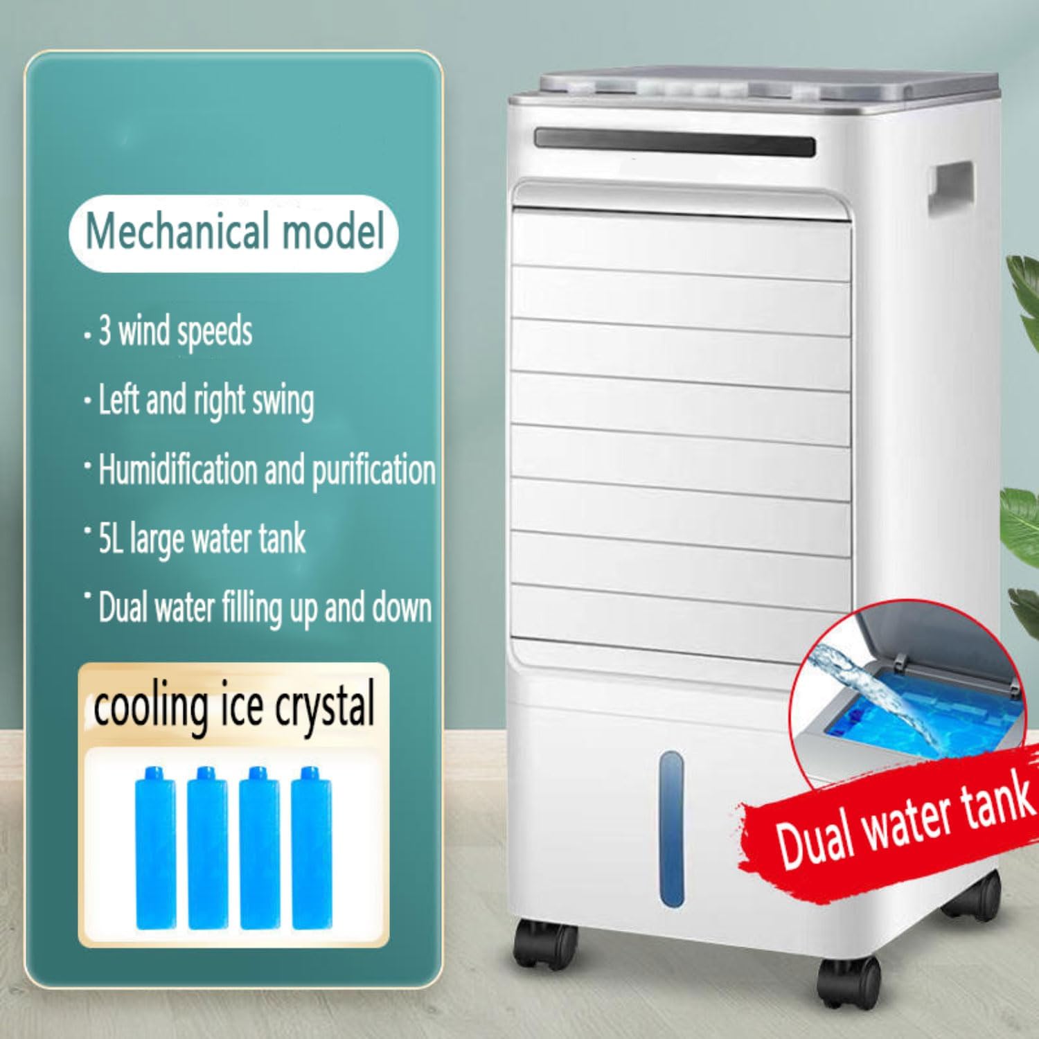 GENERIC Ventilateur De Refroidissement De Climatiseur Portable Avec 3 Vitesses Et 3 Modes 5L Unité De Refroidissement AC Avec Télécommande 60 ° Auto Oscillation 7H Minuterie 3 En 1 Refroidisseur D'air évapora