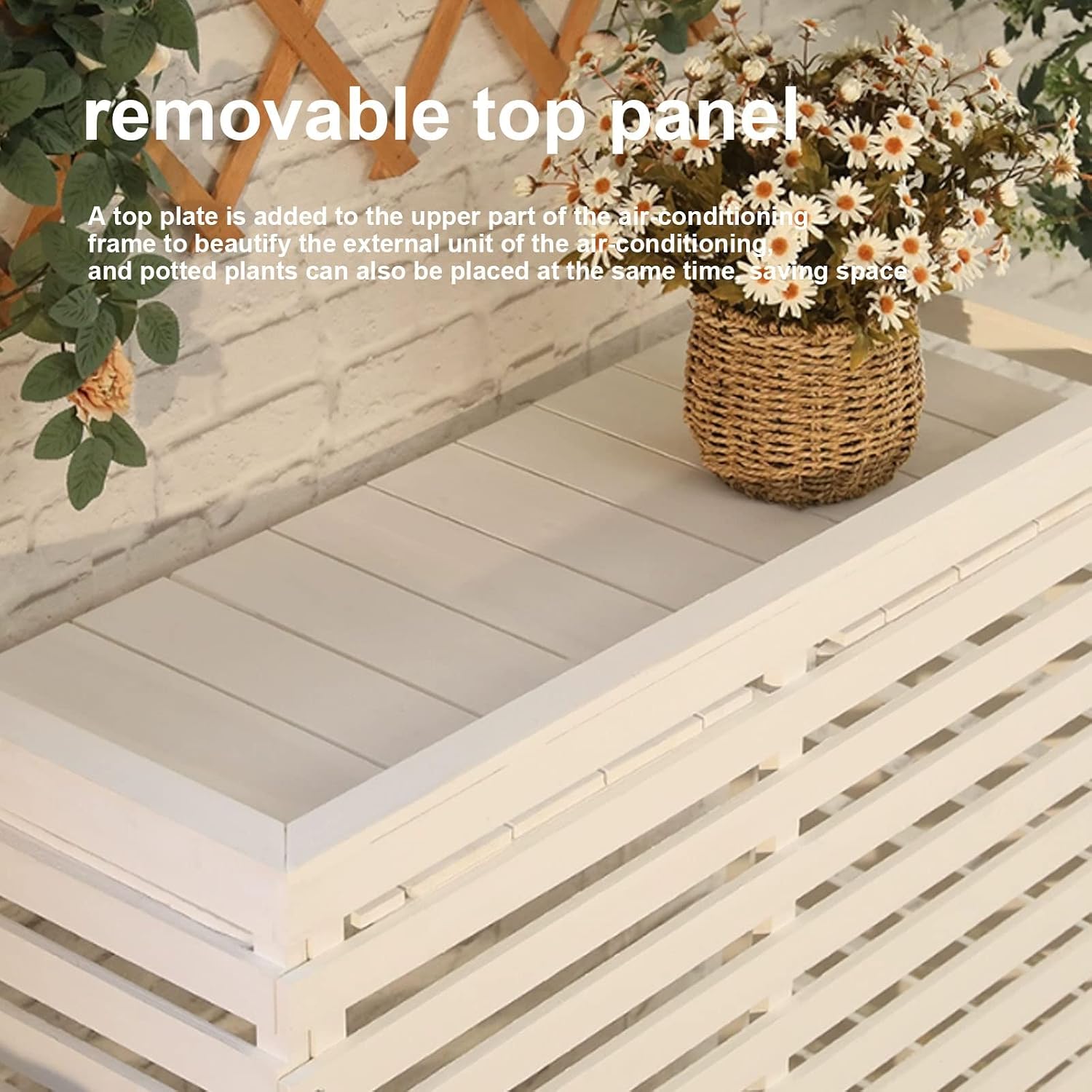  Housse En Bois Pour Climatiseur – Clôture De Protection Pour Pompe à Chaleur Extérieure élégante Pour Jardin Et Résistant Aux Intempéries, Parfaite Pour Dissimuler Le Climatiseur