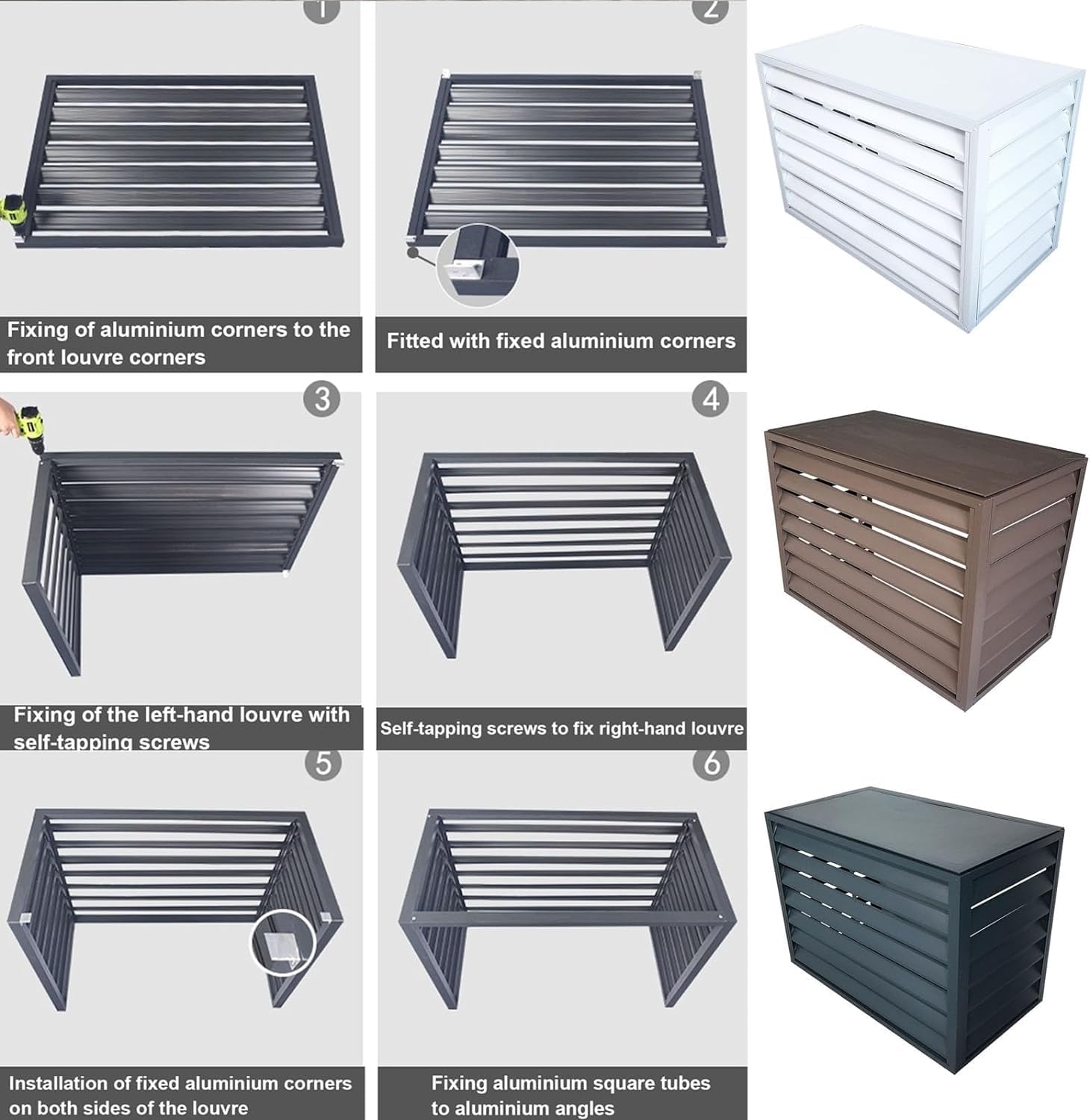 GENERIC Housse Pour Unité De Climatisation Extérieure – Protection En Aluminium Pour Climatiseur Et Pompe à Chaleur, Protection Contre Les Intempéries, Réduction Du Bruit, étagère Pour Plantes Et Design