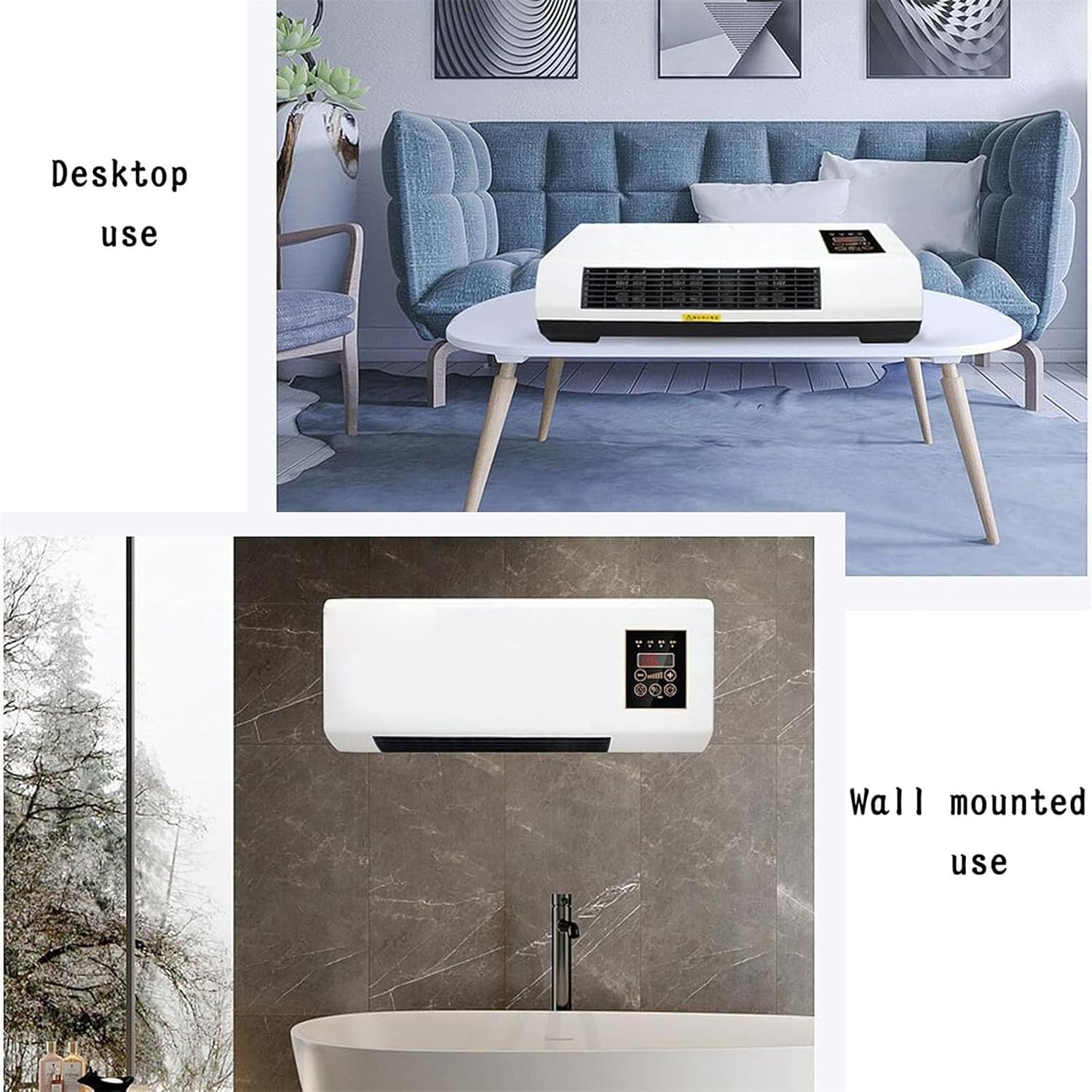  Ventilateur Mural Compact Avec Télécommande, Unité Portable Pour Bureau De Chambre, Chauffage De Refroidissement Silencieux, Protection Contre La Surchauffe, 30dB Faible Bruit, Smart Timer