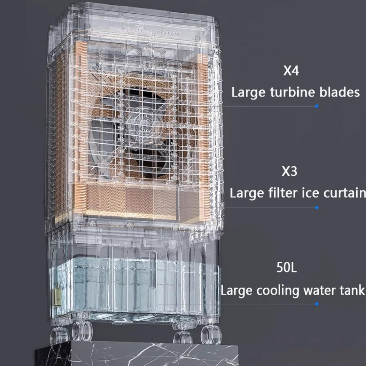 GENERIC Ventilateur De Refroidisseur D'air Portable Avec 3 Vitesses, 120 AC D'évaporation Oscillant Pour La Pièce, Humidificateur De Robuste Et Purificateur Avec Cristaux De Glace, économie D'énergie Faible B