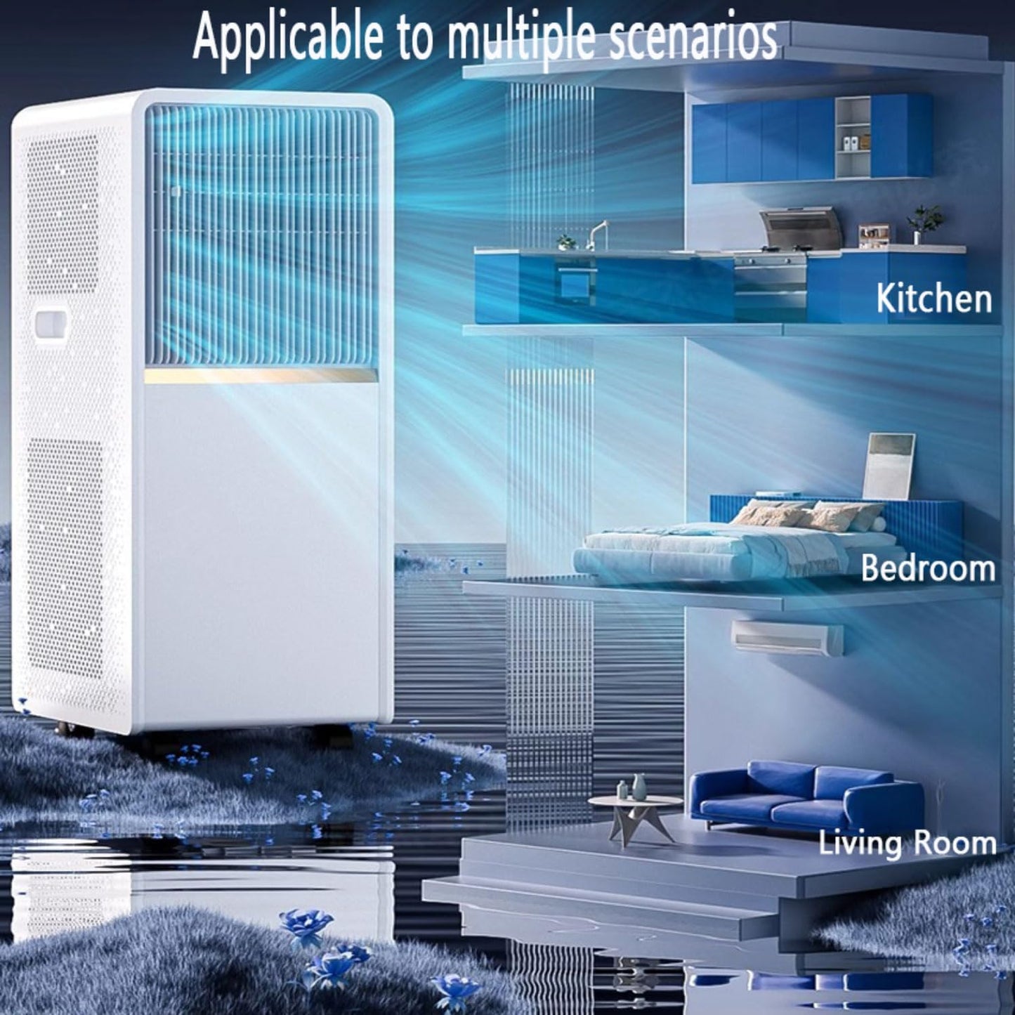  Unité De Climatisation Portable Smart 8000 BTU Avec Kit à Distance Et Fenêtre, Refroidit Les Chambres Jusqu'à 50 Pieds Carrés, Idéal Pour La Chambre De Bureau à Domicile