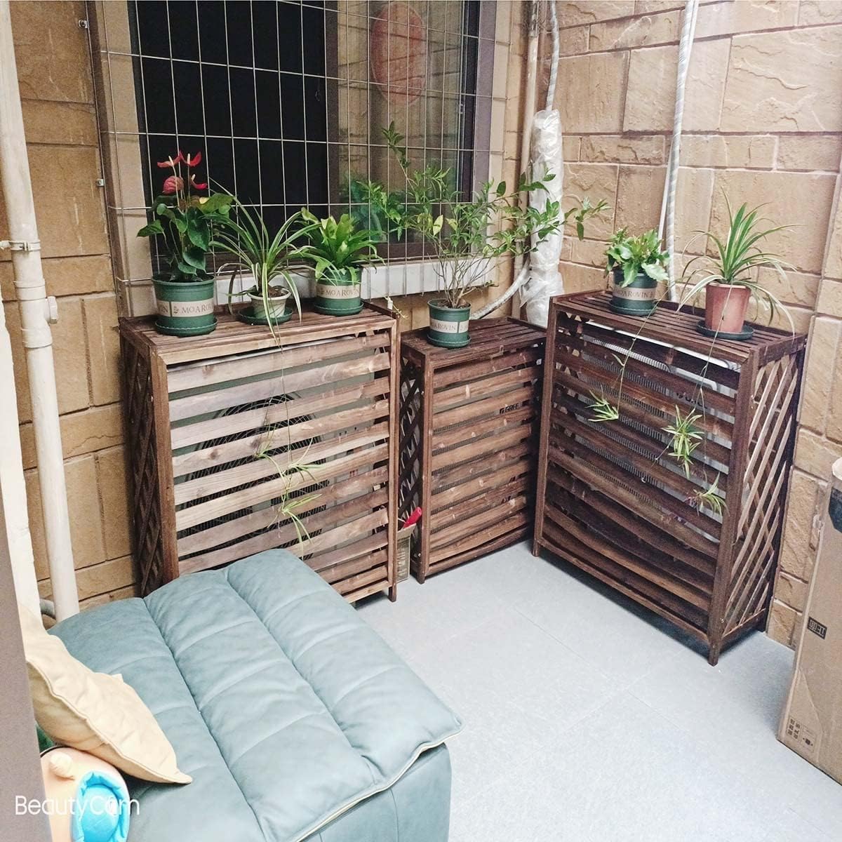  Clôture De Climatiseur Extérieur, Couverture De Climatisation En Bois Massif, écran De Confidentialité, Support à Fleurs, Couverture De Climatisation En Bois Pour L'extérieur