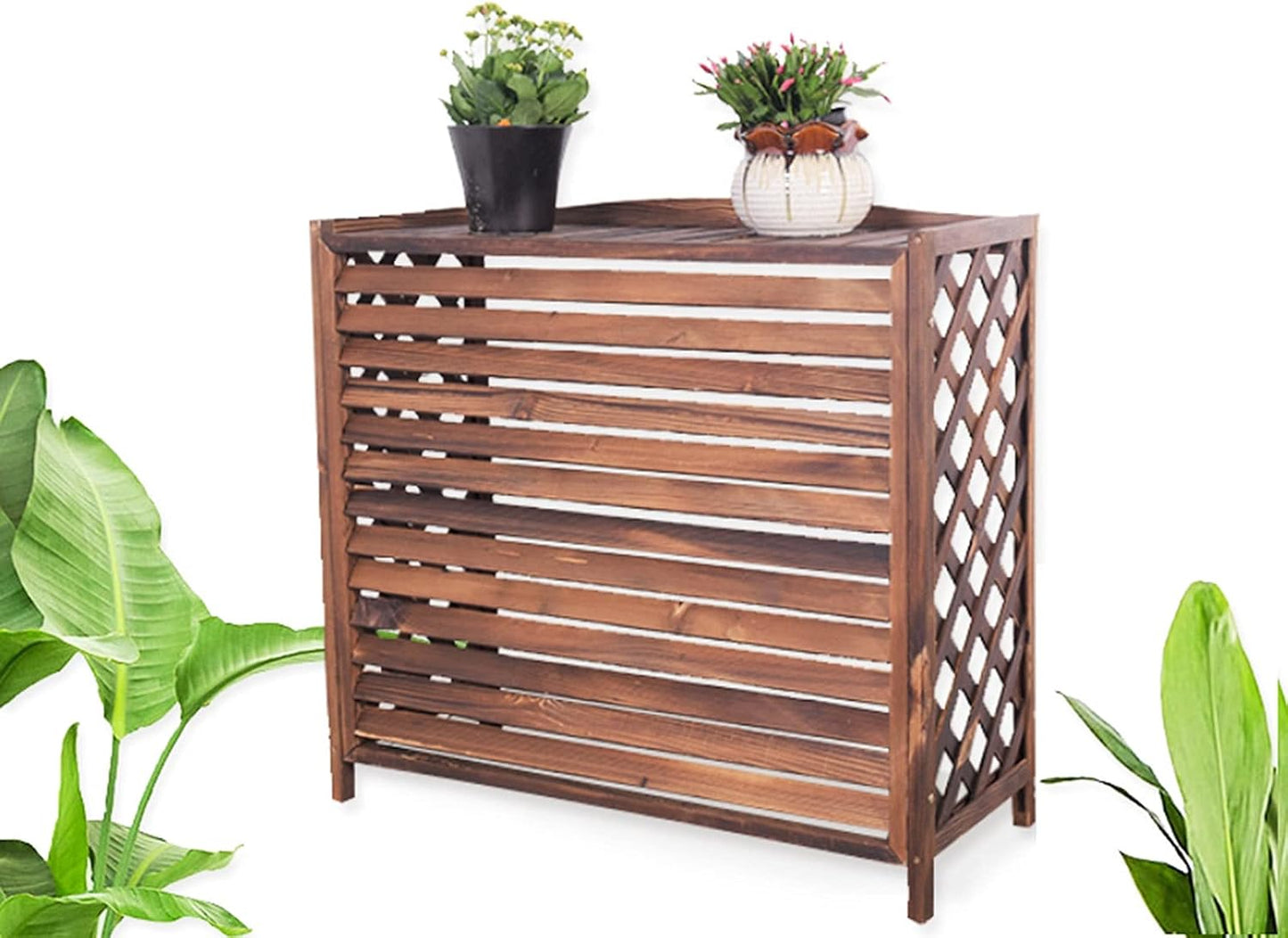 GENERIC Housse De Climatiseur En Bois Imperméable Pour Climatiseur - Durable Et Résistant Aux Intempéries - 80 X 32 X 70 Cm - Décoration De Jardin