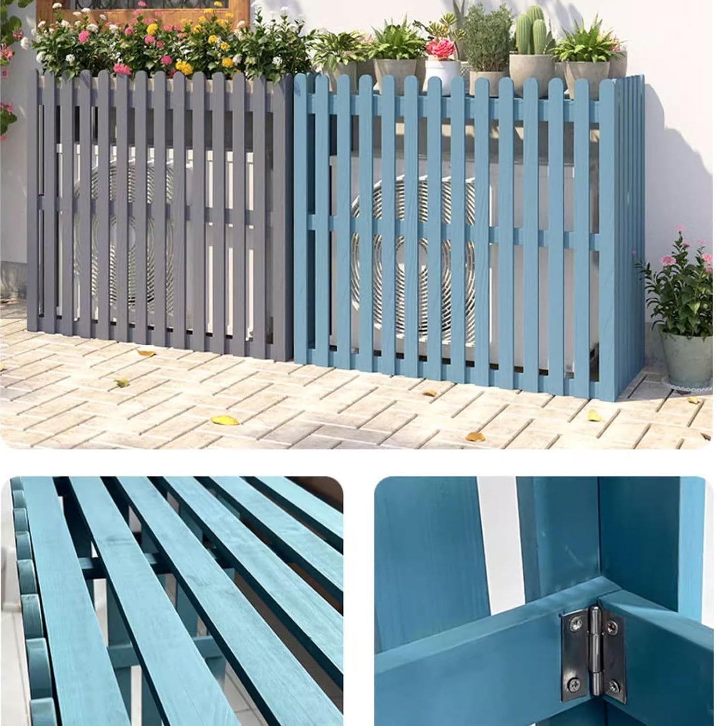  Housse De Protection Pour Climatiseur Extérieur - Boîtier En Bois Pour Pompe à Chaleur, Protection Contre Les Intempéries Pour Pompes à Chaleur Et Climatiseurs - Marron 1