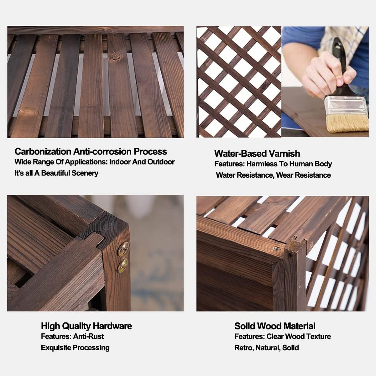  Grille De Protection Pour Climatiseur Pour Unités Extérieures, Housse Antivol Pour Unités De Climatisation, Conception De Clôture En Bois, 83 X 35 X 74 X 99 Cm, Bouclier Durable Et Résistant Aux