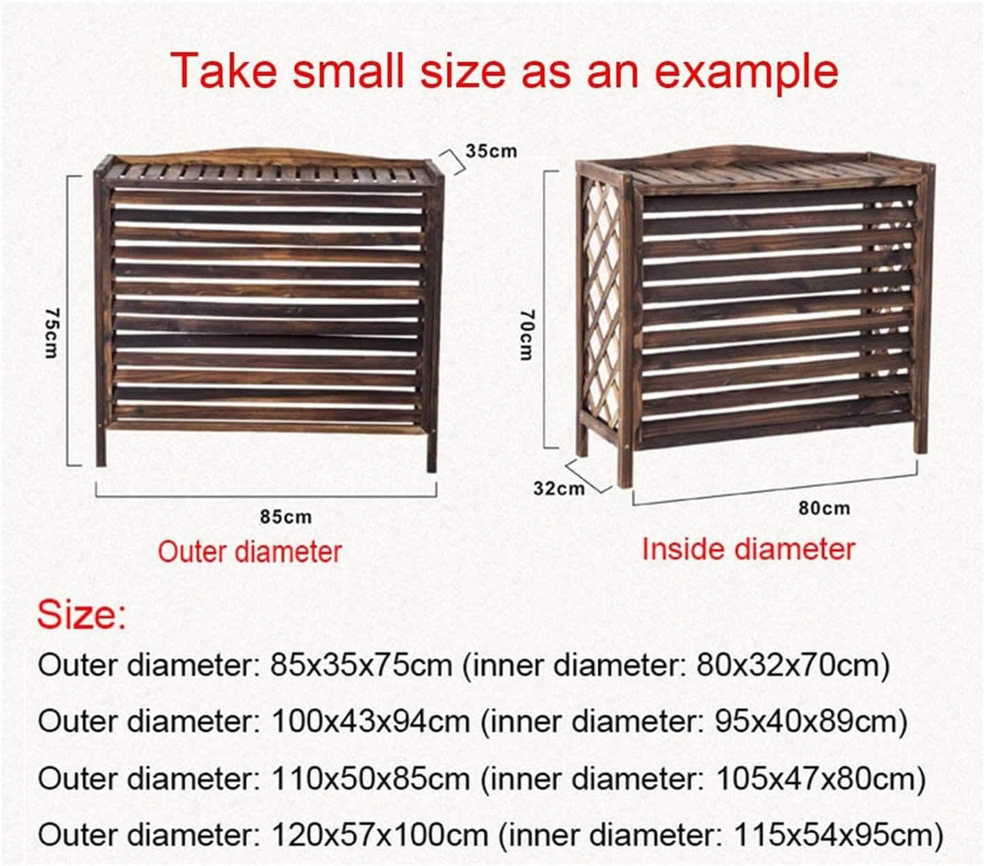  Housse De Climatiseur Extérieur En Bois, Unité Extérieure De Climatiseur à Persiennes, Support De Plantes Marron, Support De Fleurs, Coque De Poubelle Cachée, Facile à Installer