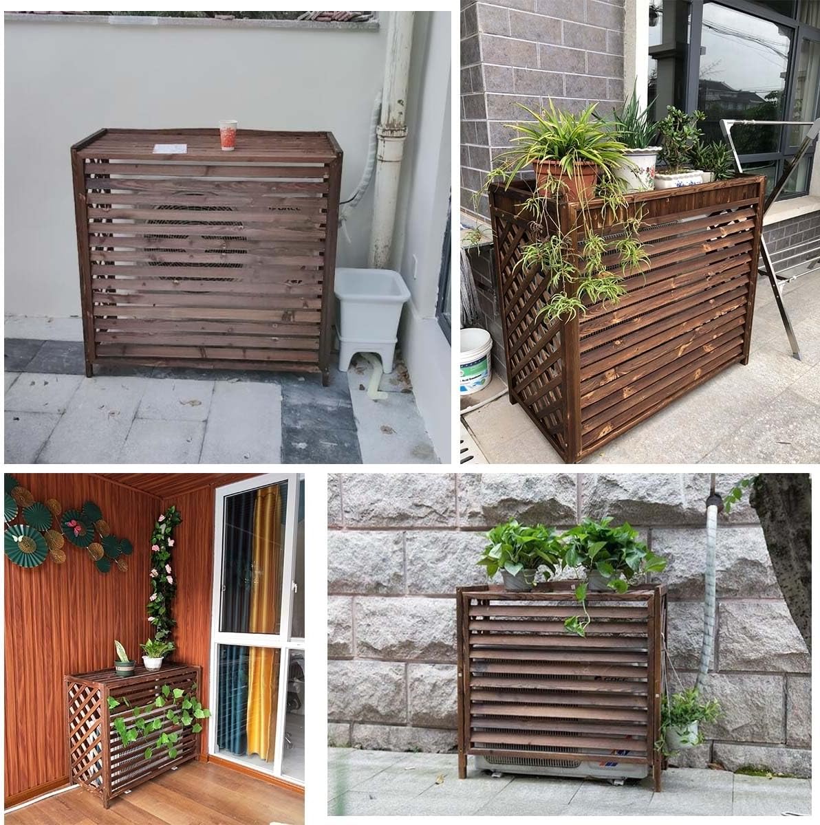  Housse De Protection Pour Climatiseur Extérieur – Support Marron Résistant Aux Intempéries Et Volet De Clôture Décoratif Pour Unités AC – Taille M – Protection élégante Et Durable