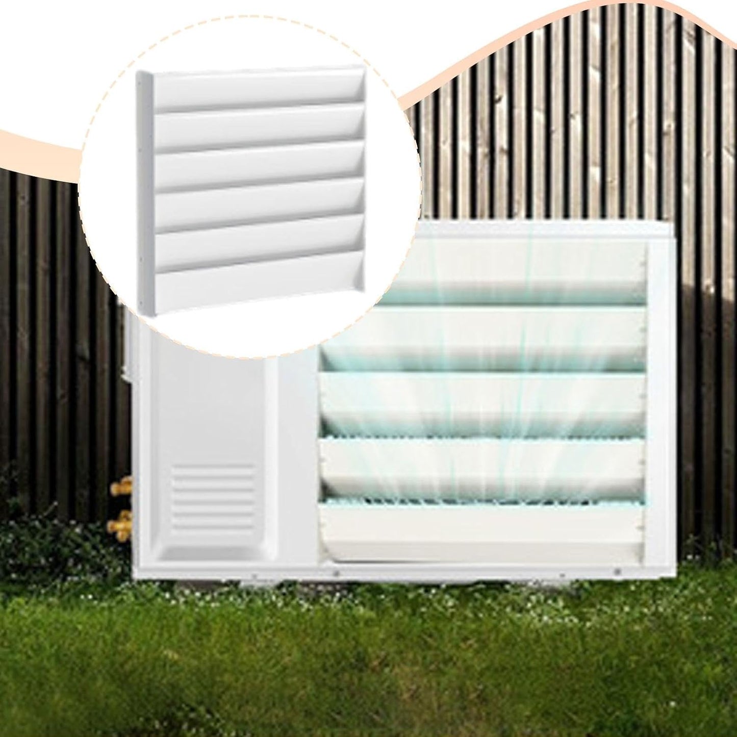  LOVIVER Déflecteur De Condenseur De Climatiseur En Acier Galvanisé, Panneau Déviateur Pour Compresseur De Clim, Pare-Vent Pour Unité Extérieure 1-3P, Protection Pour Climatiseur De Chambre, 55cmx55cm
