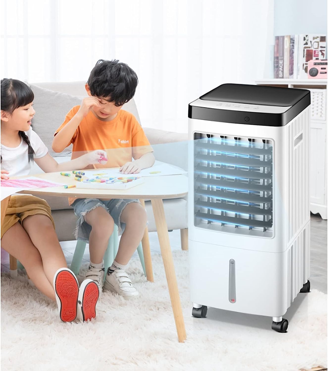 GENERIC Refroidisseur D'air Portable Sans Tuyau 10L Réservoir D'eau Ventless Evaporative Refroidisseur Avec 3 Vitesses, Temporiseur Et Fonction D'aronde Unité De Climatisation Silencieuse Pour La Chambre à Do