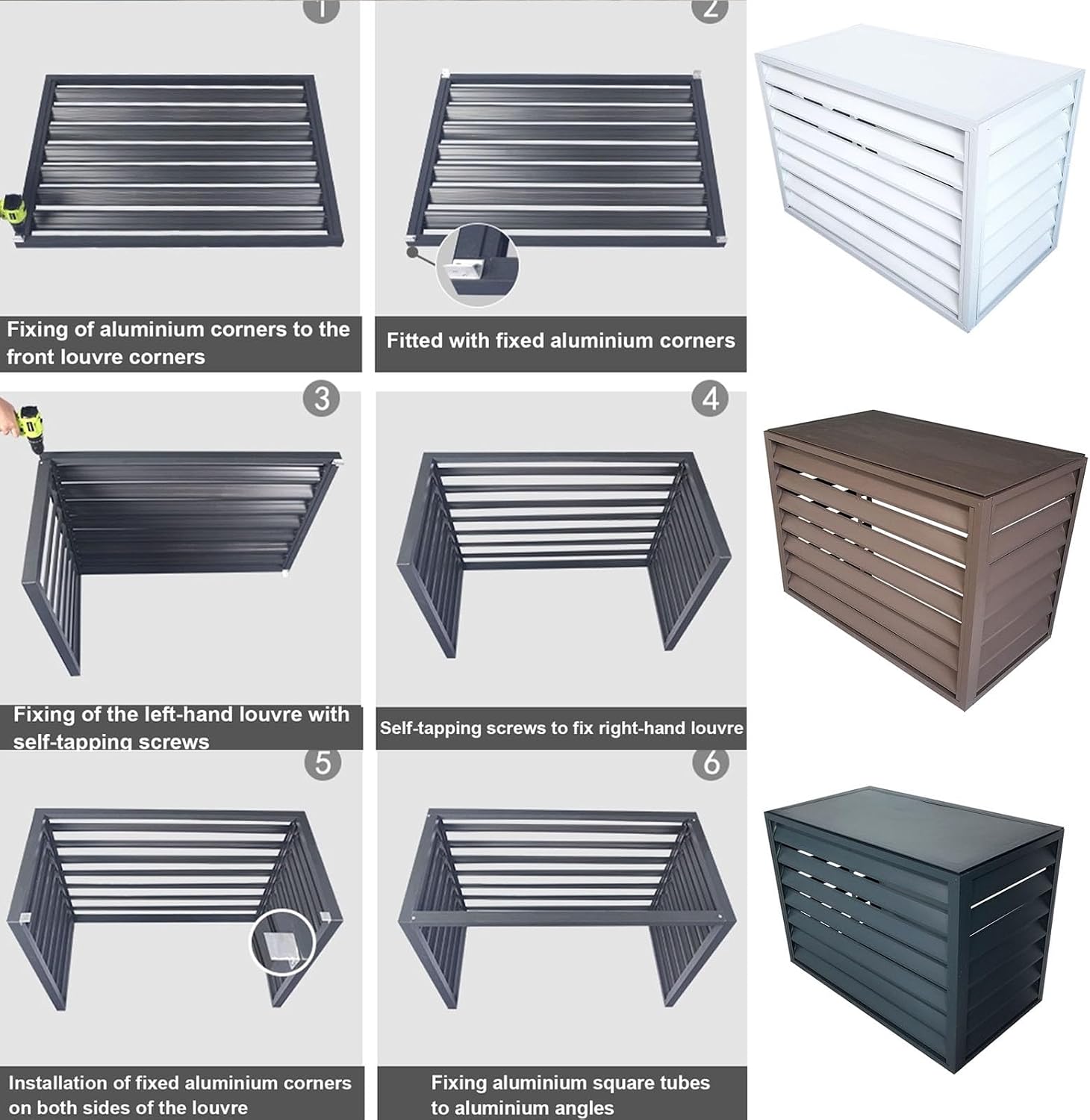 GENERIC Housse De Protection En Aluminium Pour Climatiseur – Clôture Décorative Résistante Aux Intempéries Pour Climatisation Et Pompe à Chaleur
