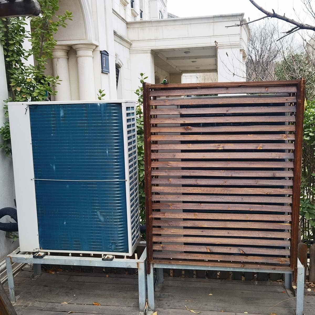  Clôture De Climatiseur Extérieur, Couverture De Climatisation En Bois Massif, écran De Confidentialité, Support à Fleurs, Couverture De Climatisation En Bois Pour L'extérieur