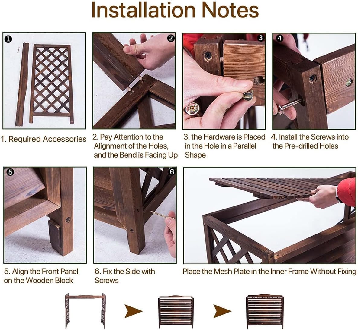GENERIC Housse De Protection En Bois Pour Climatiseur D'extérieur – Support Robuste En Bois Massif Pour Unités De Climatisation Et Pompes à Chaleur, Grilles De Protection, Clôture Imperméable Et Support De