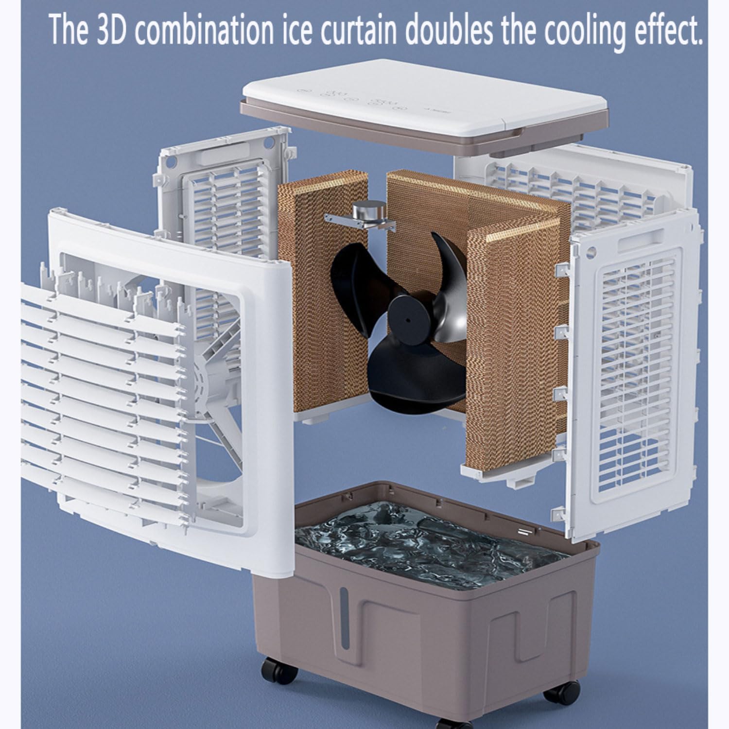GENERIC Climatiseurs Portables Refroidisseur D'air évaporatif Avec 3 Vitesses Swamp Cooler Sans Fenêtre Portable AC Unit Ventilateur De Refroidissement Qui Soufflent L'air Froid 30LWater Tank Ultra Calme Pour