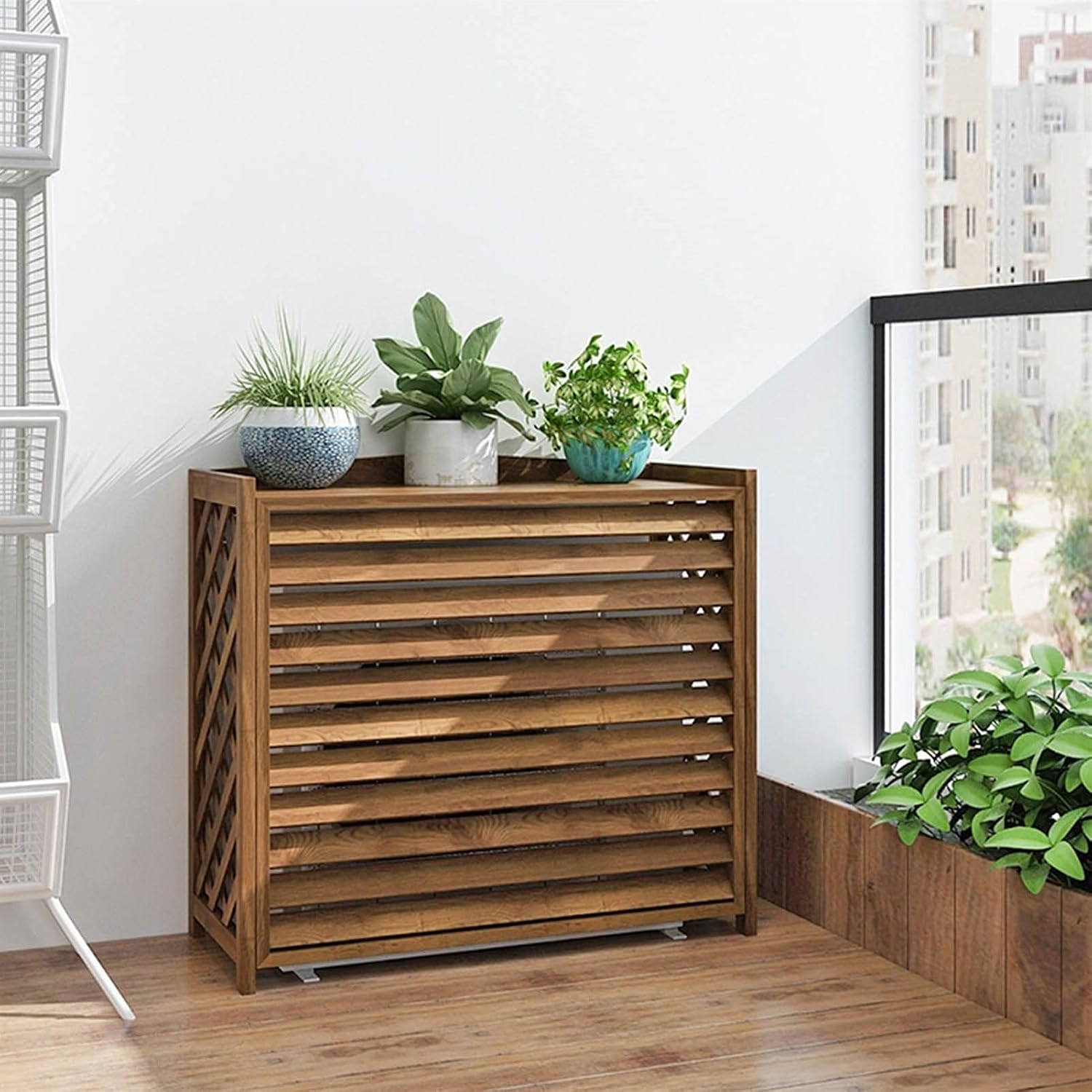 GENERIC Housse De Climatiseur En Bois Imperméable Pour Climatiseur - Durable Et Résistant Aux Intempéries - 80 X 32 X 70 Cm - Décoration De Jardin