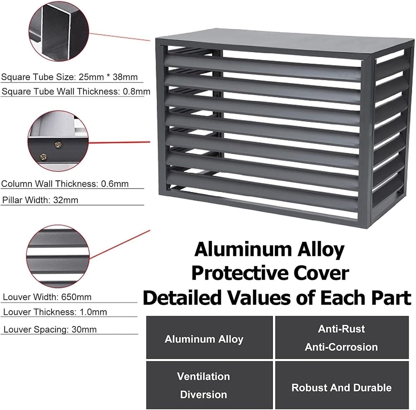  Couvercle De Climatiseur Extérieur En Aluminium Et Boîtier De Pompe à Chaleur, écran De Clôture De Protection Pour Condensateurs, Couvercle Autonome Pour Ordures Et Climatisation, Design Résistant Aux