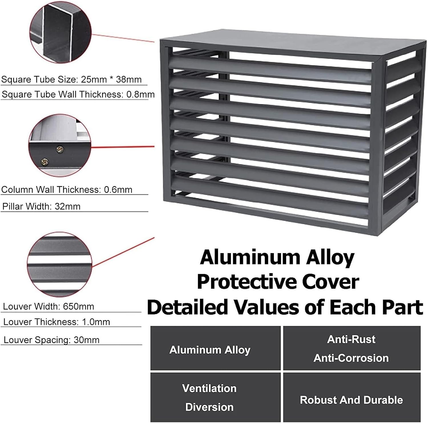  Couvercle De Climatiseur Extérieur En Aluminium Et Boîtier De Pompe à Chaleur, écran De Clôture De Protection Pour Condensateurs, Couvercle Autonome Pour Ordures Et Climatisation, Design Résistant Aux