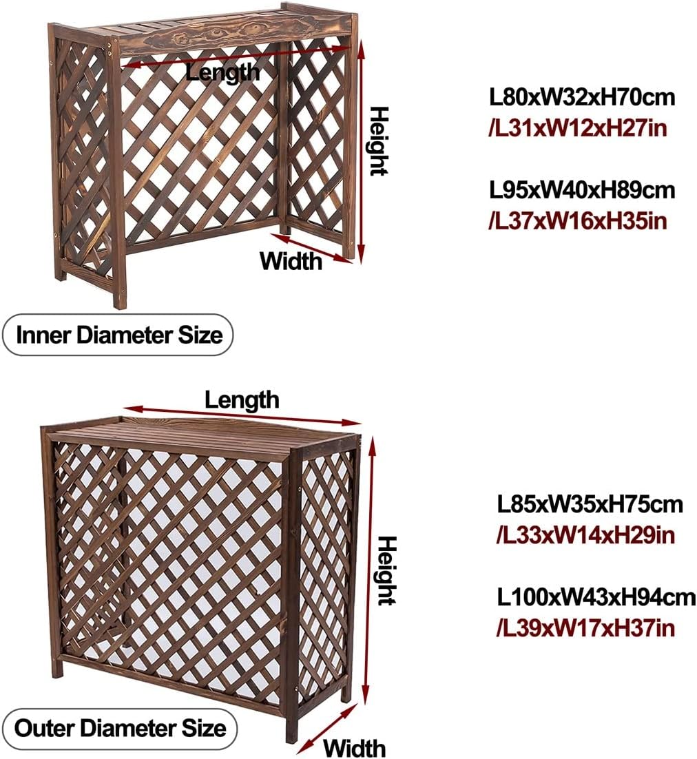  Grille De Protection Pour Climatiseur Pour Unités Extérieures, Housse Antivol Pour Unités De Climatisation, Conception De Clôture En Bois, 83 X 35 X 74 X 99 Cm, Bouclier Durable Et Résistant Aux