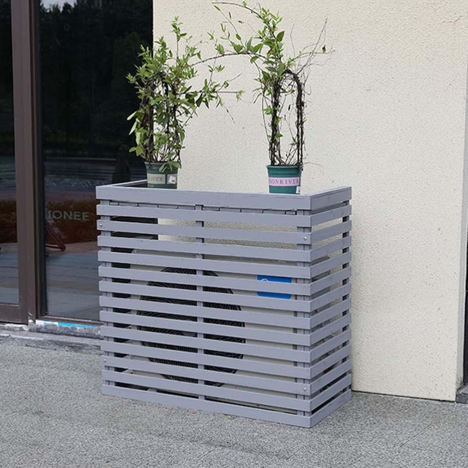 GENERIC Housse De Protection En Bois Pour Climatiseur Central Résistant Aux Intempéries Avec écran De Clôture En Bois Massif De Qualité Supérieure