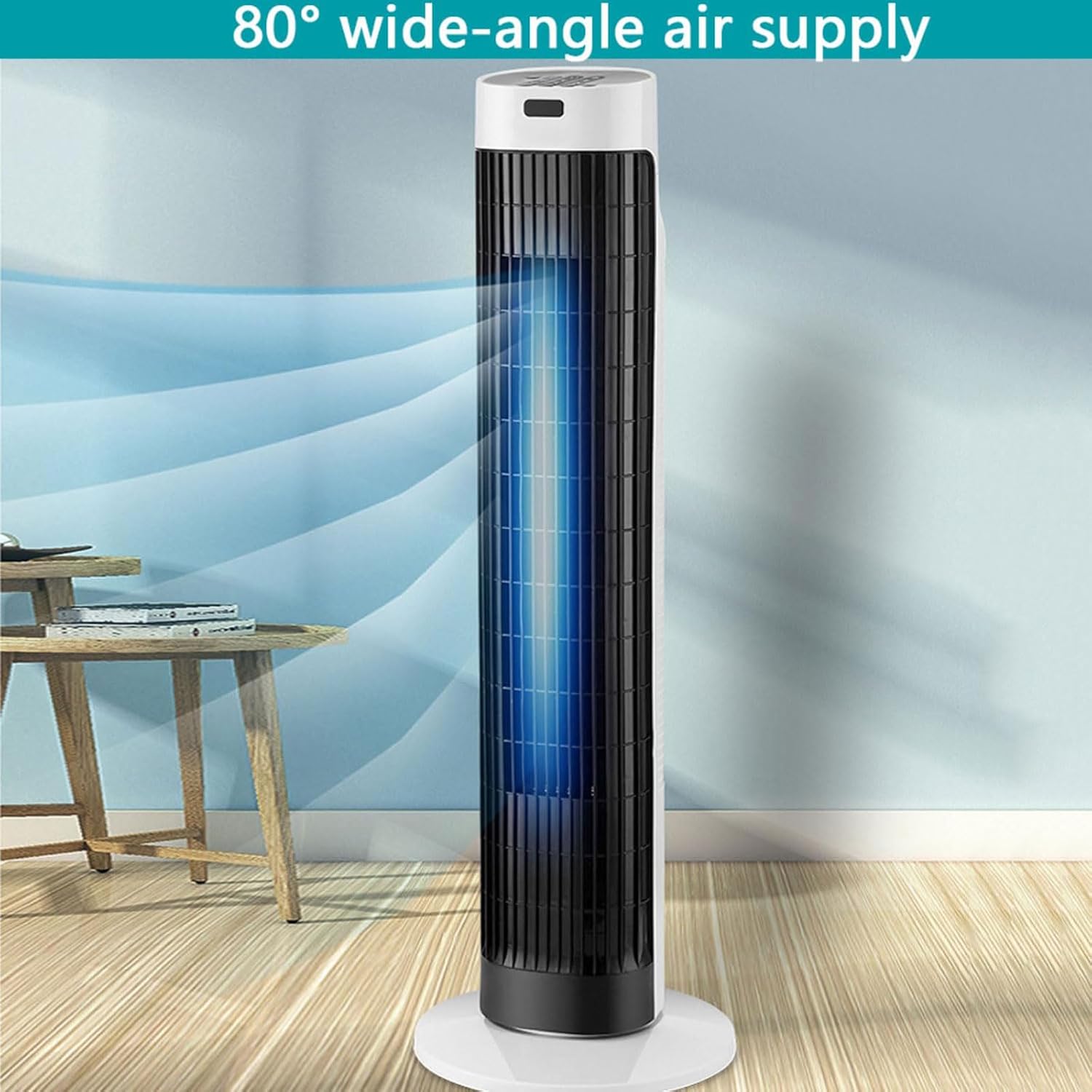 GENERIC Refroidisseur D'air Sans Lame De Ventilateur De Tour Avec Télécommande, Ventilateur De Tour Oscillant à 80 ° Avec Minuterie, Ventilateur De Bureau Portable Silencieux Pour Bureau De Chambre à Coucher,
