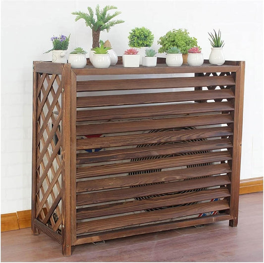 GENERIC Support De Fenêtre En Bois Pour Climatiseur - Séparateur D'espace Caché Pour Poubelle D'intérieur/extérieur - Support De Plantes Pour Balcon Et Maison élégante