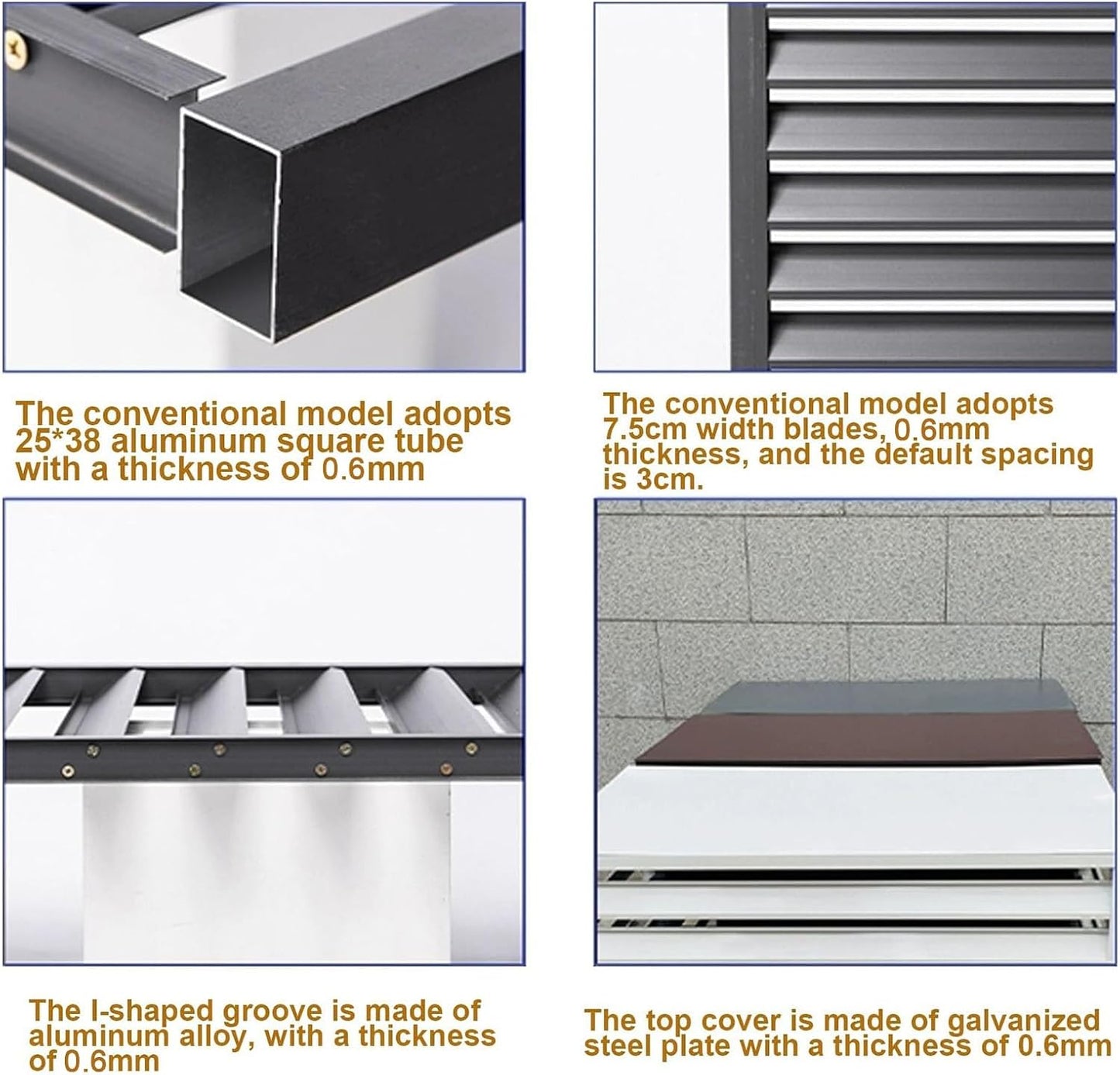  Lot De 2 Grilles De Protection Pour Mini-climatiseurs Split Extérieurs, En Aluminium, Pour Protection De La Vie Privée, Pour Pompes à Chaleur, Antivol (Blanc, 110 X 60 X 80 Cm)