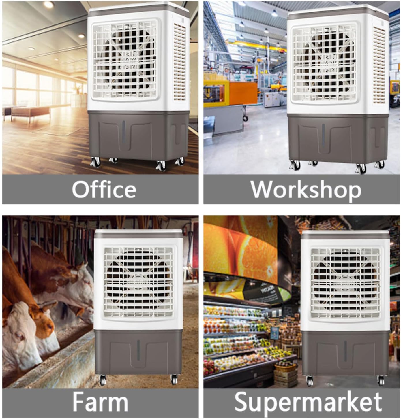 GENERIC Climatiseurs Portables Refroidisseur D'air évaporatif Avec 3 Vitesses Swamp Cooler Sans Fenêtre Portable AC Unit Ventilateur De Refroidissement Qui Soufflent L'air Froid 30LWater Tank Ultra Calme Pour