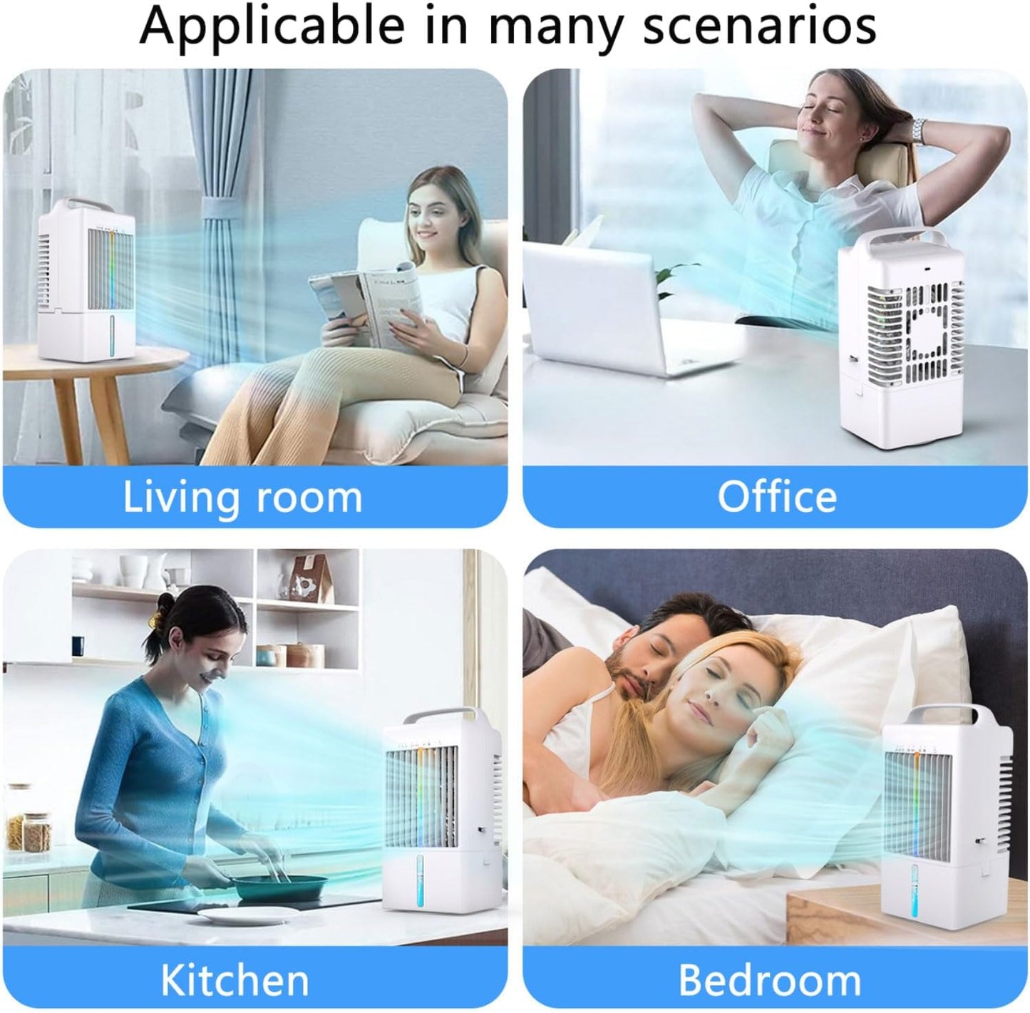 GENERIC Climatisation Portable Avec Réservoir D'eau De 900ml, Refroidisseur D'air 3 En 1 Avec Pivot 70°, Minuterie, Ventilateur De Table Silencieux Pour Le Bureau, La Chambre Et Les Voyages