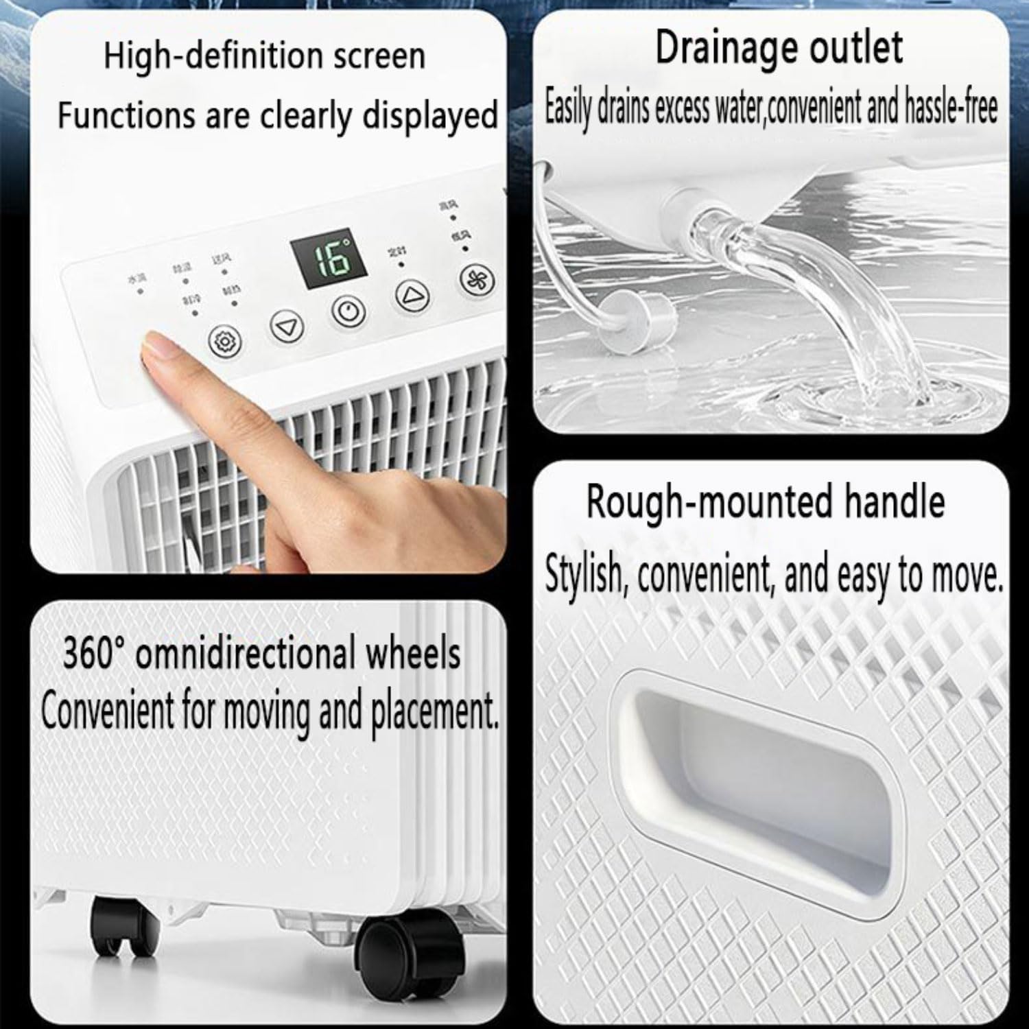  Le Climatiseur Portable Refroidit Jusqu'à 300 Sq.Ft, Chambre Alternative Intelligente Silencieuse Avec Le Mode De Sommeil De Ventilateur Cool Dehumidify, Télécommande, 24H Minuterie Pour Chambre à Cou