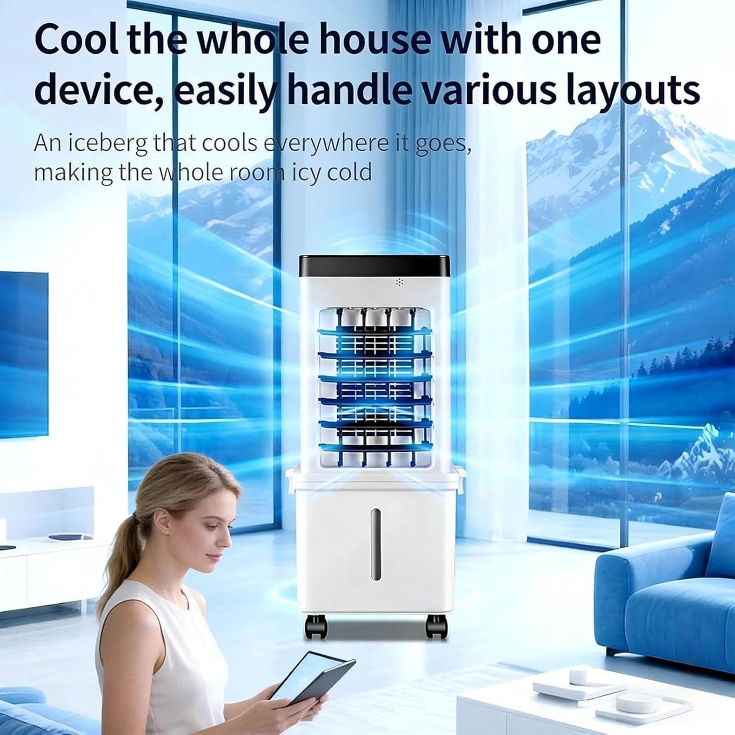 GENERIC Ventilateur De Climatiseur Portable 10L, Ventilateur De Refroidisseur D'air évaporatif Avec 3 Vitesses, Ventilateur à Faible énergie D'économie D'espace Avec Roues Pour Le Bureau à Domicile Et La Cham