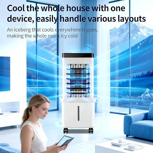GENERIC Ventilateur De Climatiseur Portable 10L, Ventilateur De Refroidisseur D'air évaporatif Avec 3 Vitesses, Ventilateur à Faible énergie D'économie D'espace Avec Roues Pour Le Bureau à Domicile Et La Cham