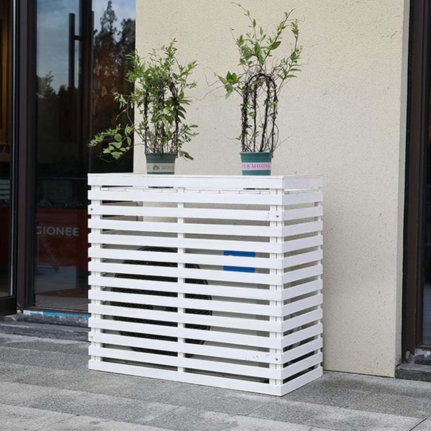 GENERIC Volets Hauts Résistants Aux Intempéries Pour Climatiseur Central Cachent L'unité Extérieure Avec Style Avec Clôture En Bois Massif De Qualité Supérieure