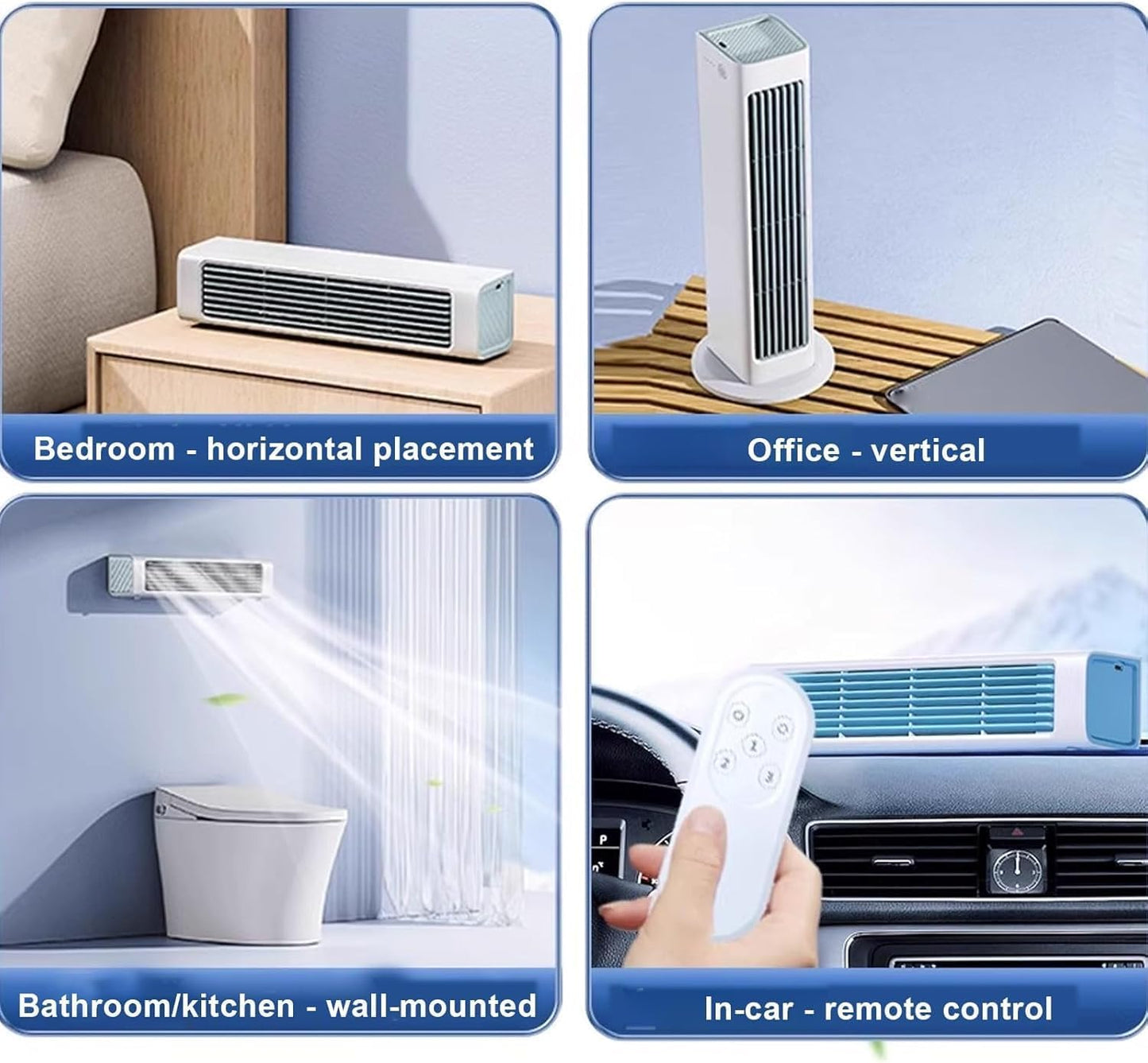GENERIC Refroidisseur D'air Sans Lame Portable Avec Télécommande, Ventilateur Oscillant 60 Pour Bureau Ou Support Mural, Fonctionnement Silencieux Pour Le Bureau De Chambre à Coucher, Coffre-fort Pour Enfants