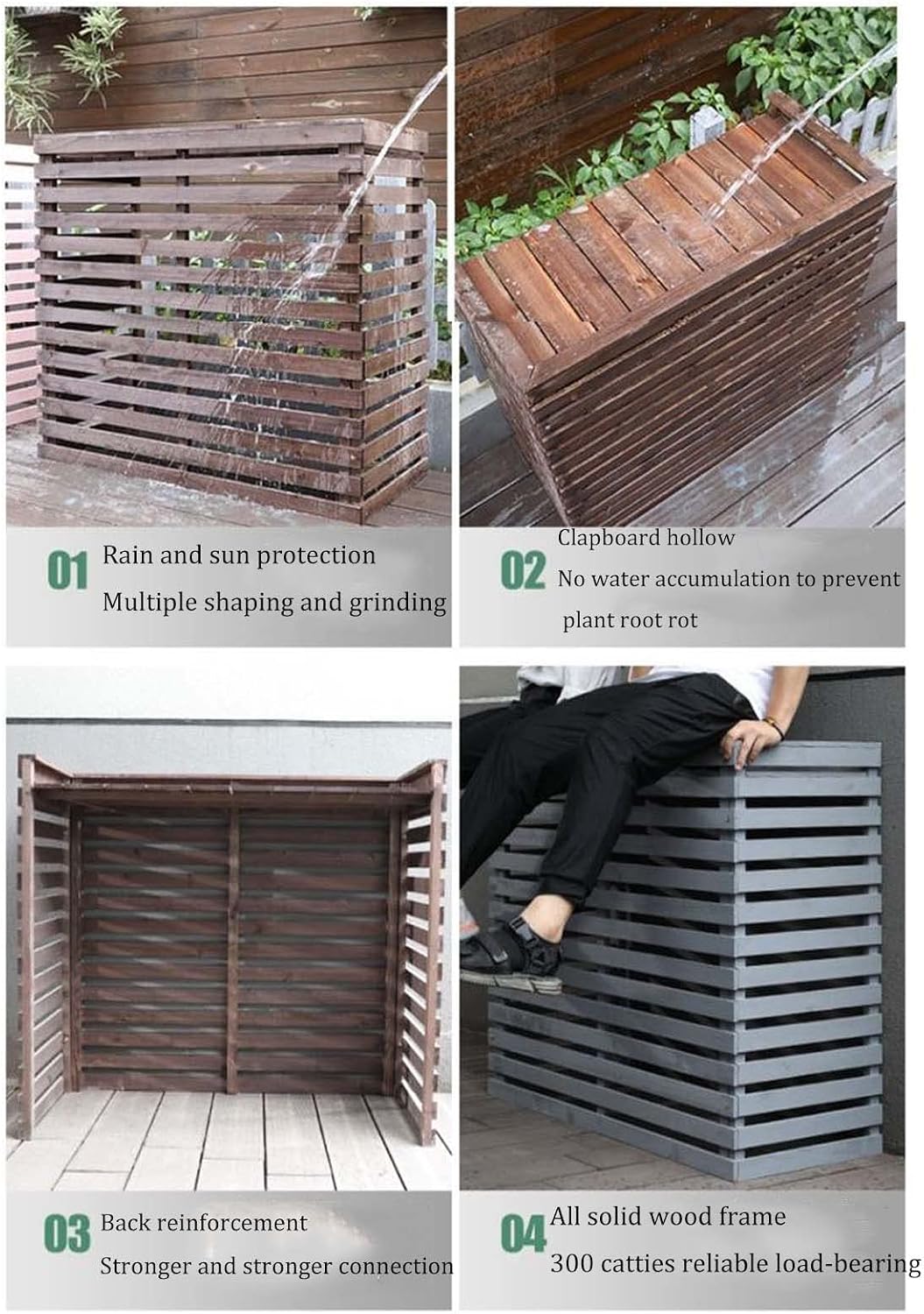  Grande Housse En Bois Résistante Aux Intempéries Pour Climatiseur Central - Protection De Qualité Supérieure