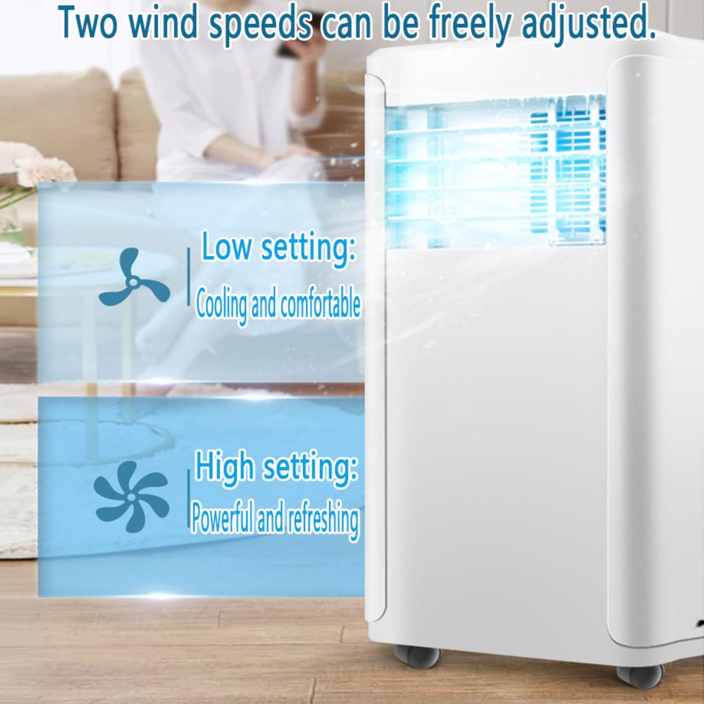  Climatiseur Portable, Unité De Climatisation Intelligente Avec Télécommande, Refroidissement Rapide Et Déshumidificateur, Mode Veille Silencieux, Kit De Fenêtre Inclus, 2 Vitesses, Oscillant à 120 ° P