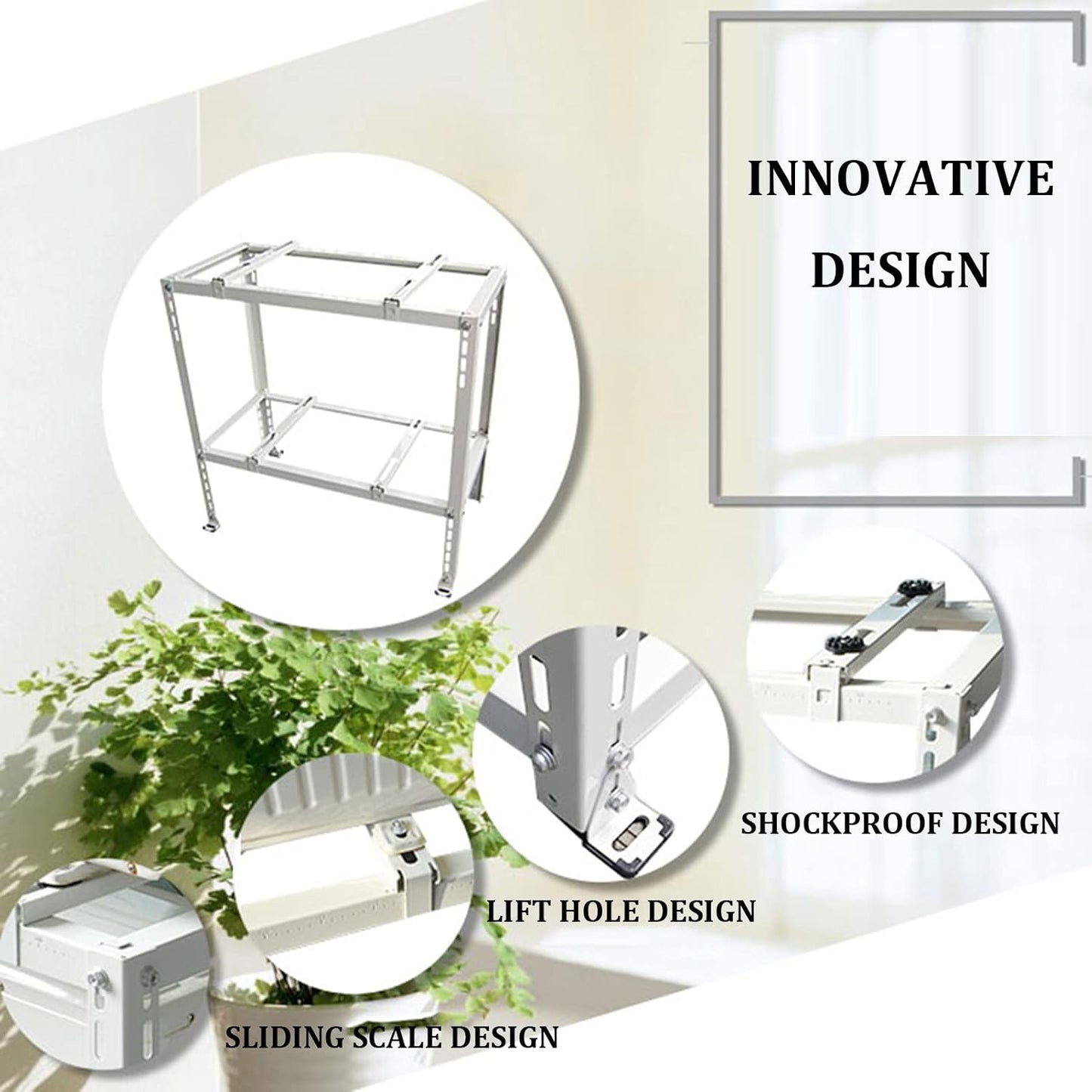  Support De Climatiseur Robuste à Double Niveau Pour Mini Unités Séparées - Support De Pompe à Chaleur D'extérieur Absorbant Les Chocs - Solution D'installation AC