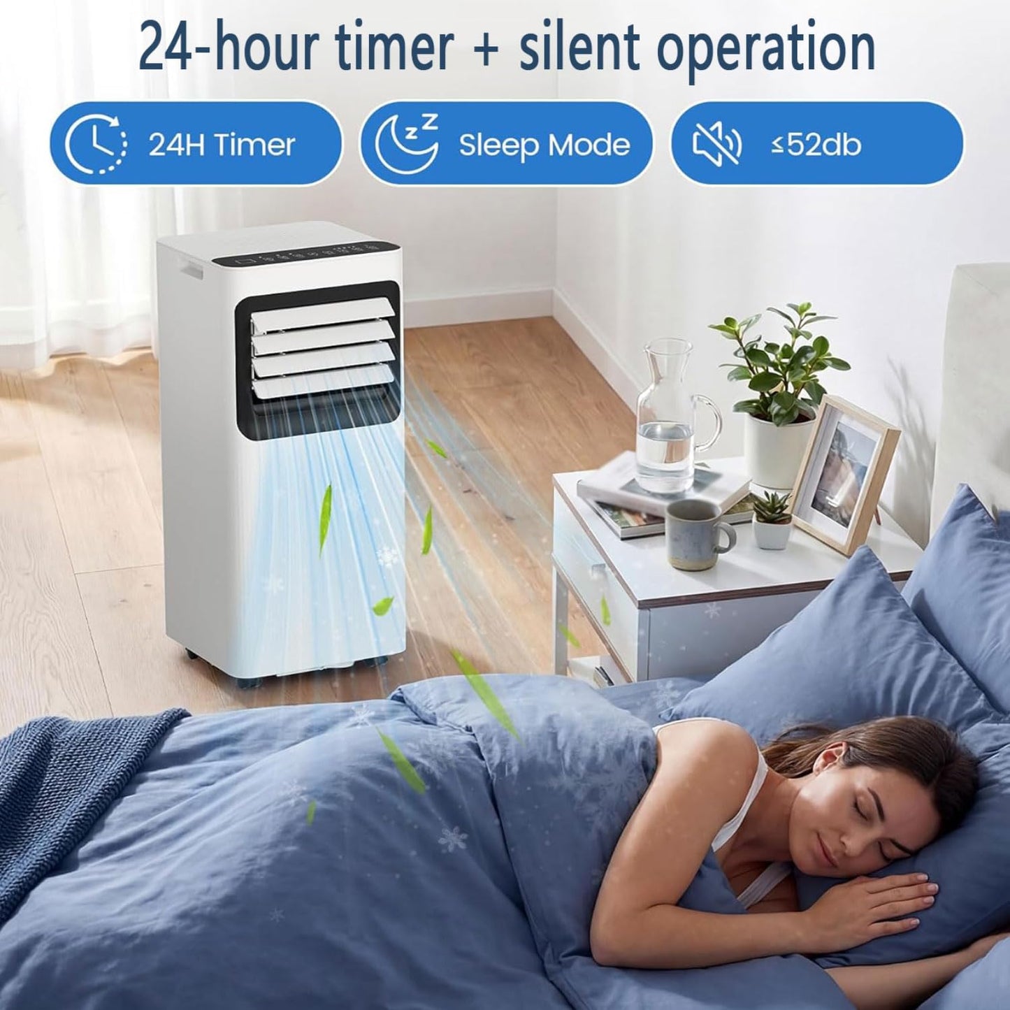  Unité De Climatisation Portable Avec Ventilateur, Déshumidificateur Et Télécommande, Refroidit Jusqu'à 350 Sq.Ft, Kit D'installation De Fenêtre Complet, Idéal Pour La Chambre à Coucher Et Le Bureau