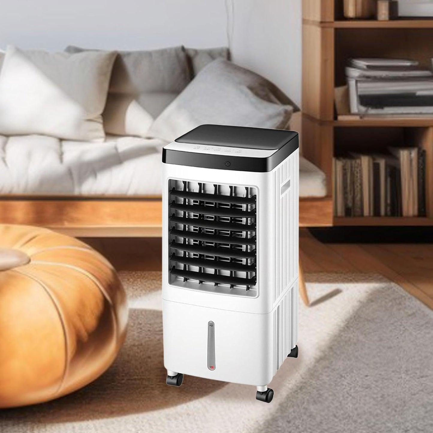 GENERIC Ventilateur De Refroidisseur D'air Portable Avec Humidificateur, Télécommande De Minière 7H, Refroidisseur évaporatif Silencieux à 3 Vitesses Pour Le Bureau à Domicile, Conception Compacte De Roues à