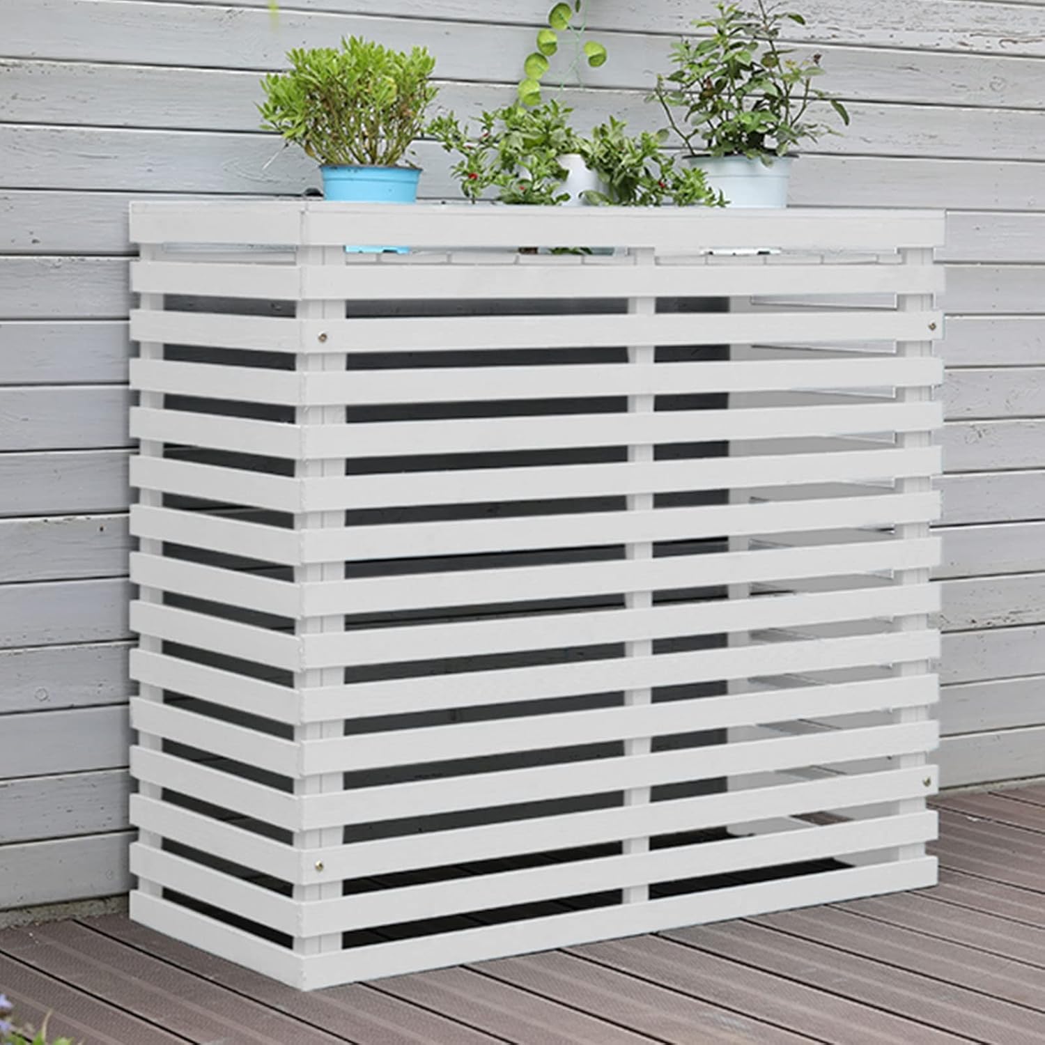  Housse De Protection En Bois Pour Climatiseur Extérieur - Clôture élégante Pour Dissimuler L'unité De Climatisation - Design Résistant Aux Intempéries Pour Un Attrait Amélioré