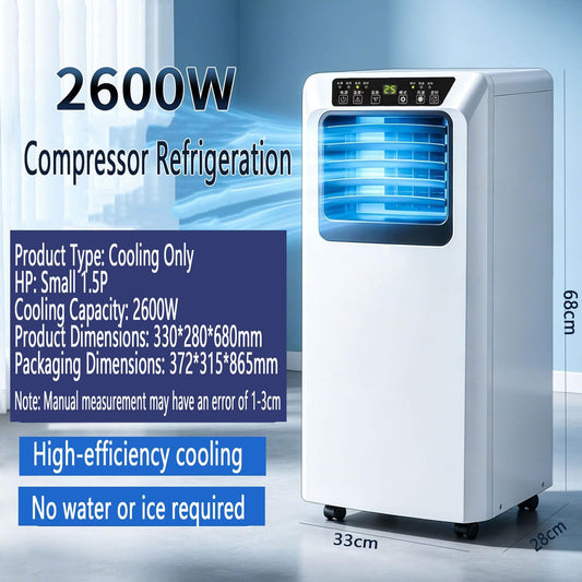  Climatiseur Portable, Unité De Climatisation Intelligente Avec Télécommande, Refroidissement Rapide Et Déshumidificateur, Mode Veille Silencieux, Kit De Fenêtre Inclus, 2 Vitesses, Oscillant à 120 ° P