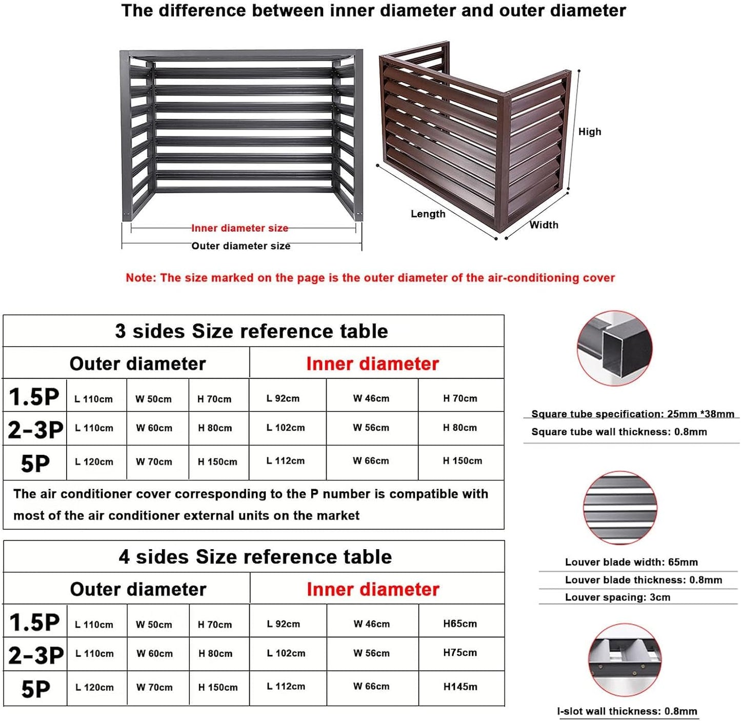 GENERIC Housse De Protection Imperméable Pour Climatiseur Extérieur, Pompe à Chaleur, Aluminium Composite, Protection Mobile Pour Unité AC, Gris, 110 X 60 X 80 Cm (4 Côtés)