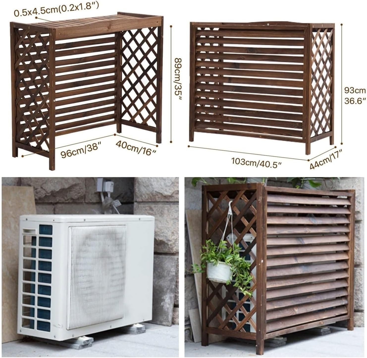 GENERIC Support De Fenêtre En Bois Pour Climatiseur - Séparateur D'espace Caché Pour Poubelle D'intérieur/extérieur - Support De Plantes Pour Balcon Et Maison élégante