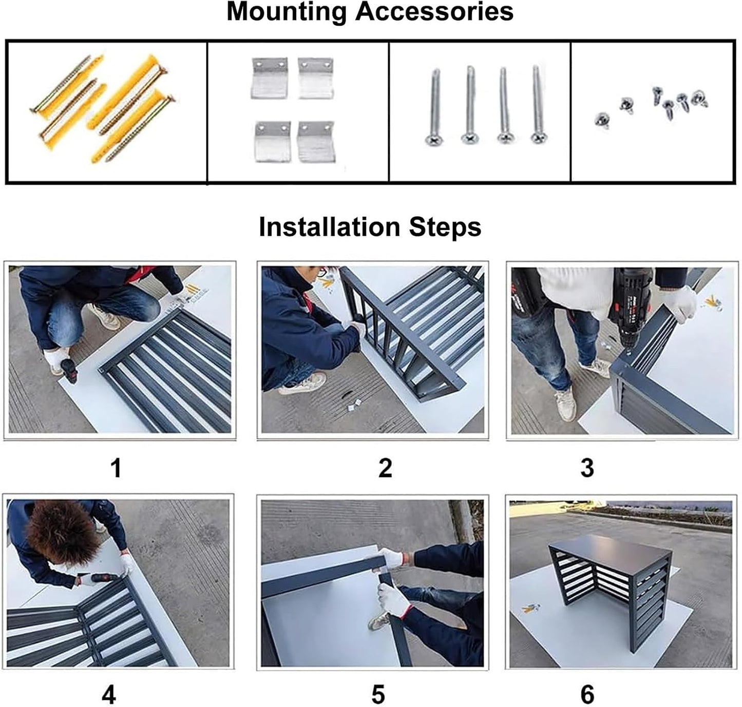  Housse De Protection En Aluminium Pour Climatiseur Extérieur - Pour Pompes à Chaleur 1,5P/2 ~ 3P/5P - Résistante Aux Intempéries - Protection En Feuille Pour Unités Extérieures (blanc, 110 X 60 X 80