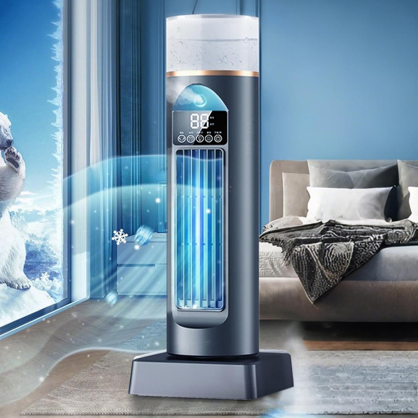 GENERIC Tower Climatiseur AC – Ventilateur De Refroidissement D'air Tour Pour Chambre à Coucher, Refroidisseur Oscillant Silencieux, 6 Vitesses, Avec Télécommande Et Réservoir D'eau, Minuterie De 6 H Pour La