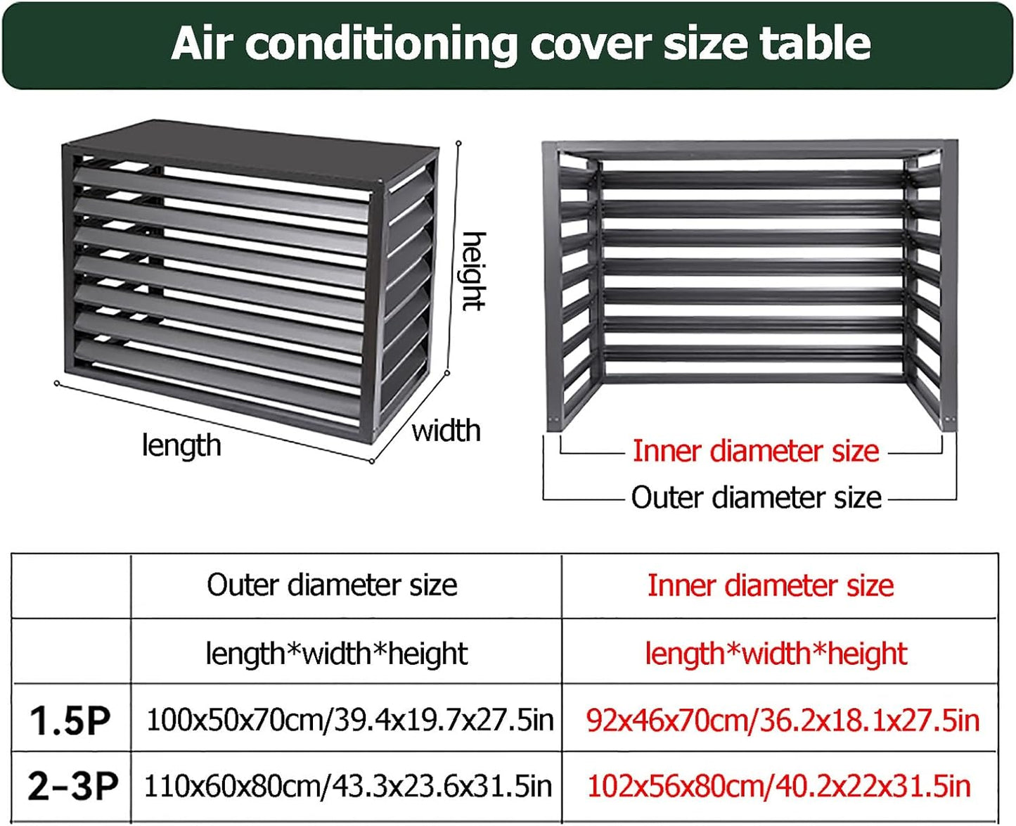 GENERIC Housse De Protection Pour Climatiseur Extérieur En Aluminium – Écran De Protection Toutes Saisons Pour Unités Extérieures, Clôture D'intimité, Protection Centrale Pour Climatisation Pour Intérieur Et