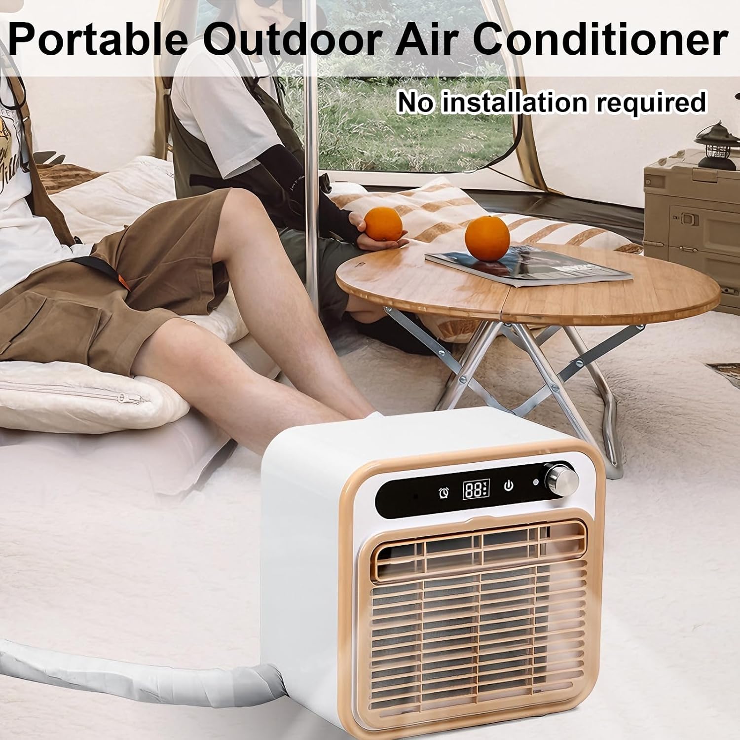  Split AC Unit, Climatiseur Silencieux 500W Avec Télécommande WiFi, 13kg Ventilateur De Refroidissement Portable Pour Tente RV Camper, 12H Timer Énergie Efficace Sans Tuyau Conception Légère Utilisatio