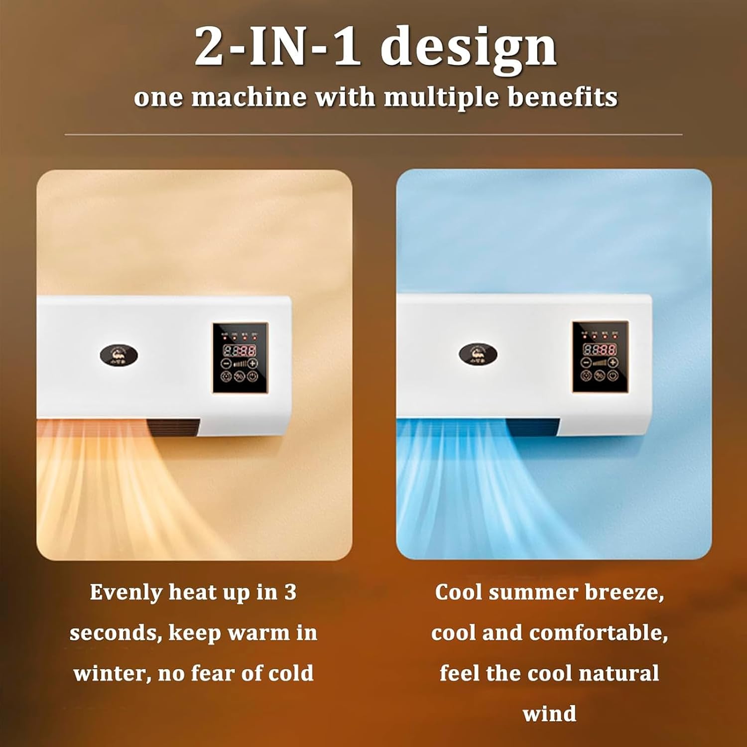 GENERIC Climatiseur Portable Sans Conduit – Support Mural 3 En 1 Avec Ventilateur Sans Pales Et Télécommande, Refroidissement Ultra Silencieux, Facile à Installer Pour La Maison Et La Chambre à Coucher