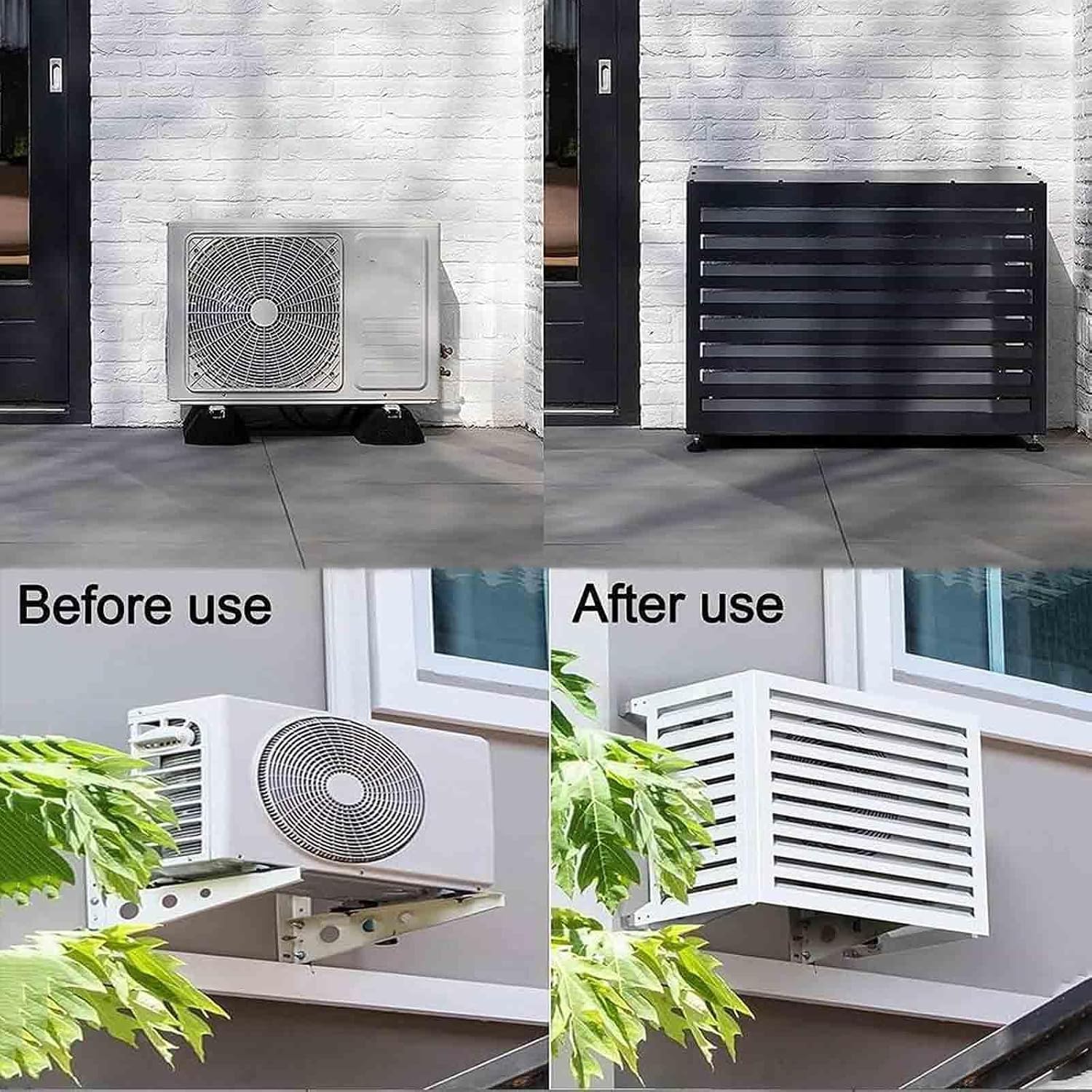  Housse De Climatiseur Extérieur, Abri De Pompe à Chaleur En Aluminium Résistant Aux Intempéries, Décoratif, Housse De Climatisation Réduisant Le Bruit, Protection Extérieure Pour Unités CVC